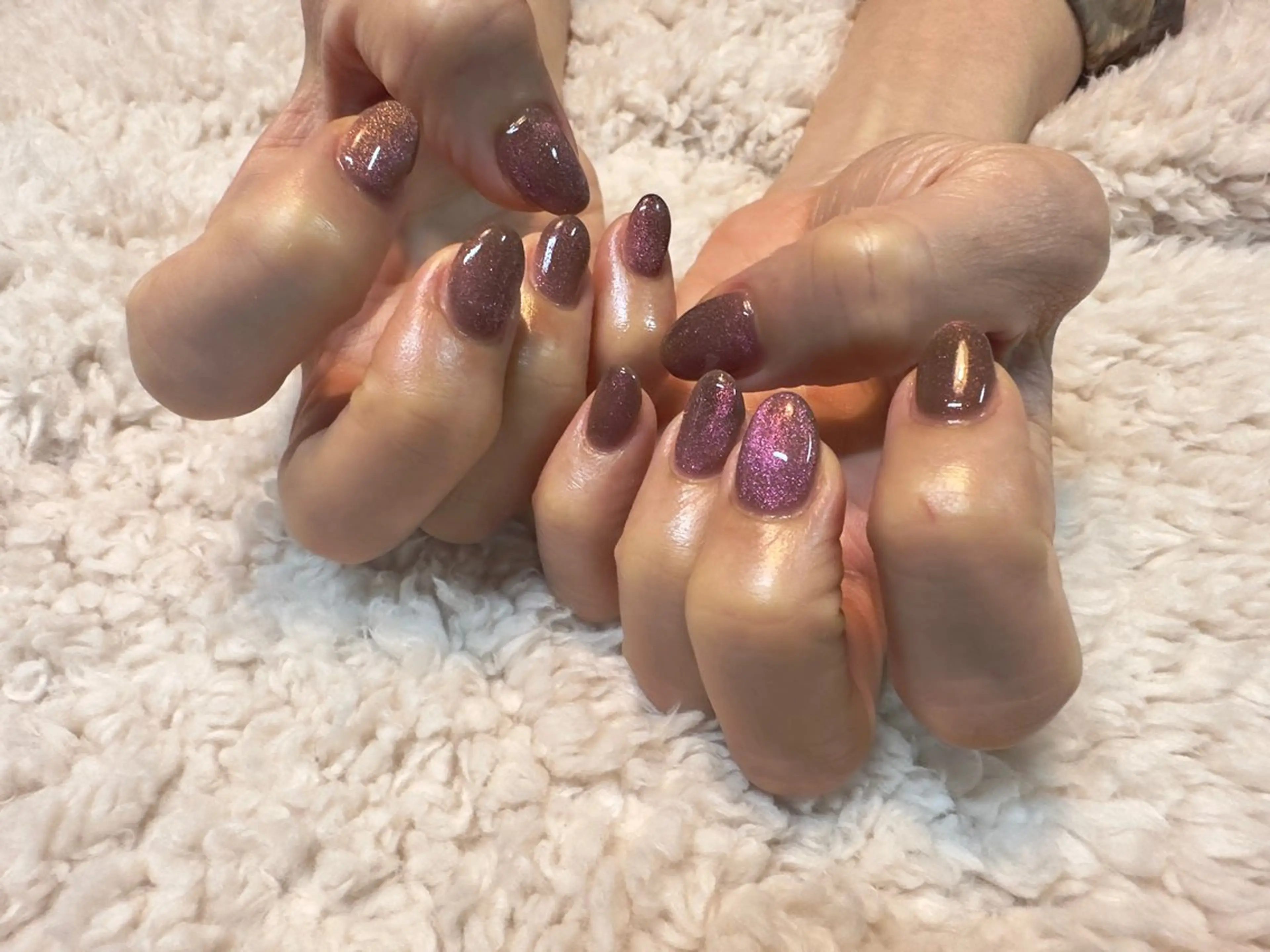 ネイル ブラウン マグネットネイル ハンドネイル フットネイル GéRanium Harukaのネイルデザイン