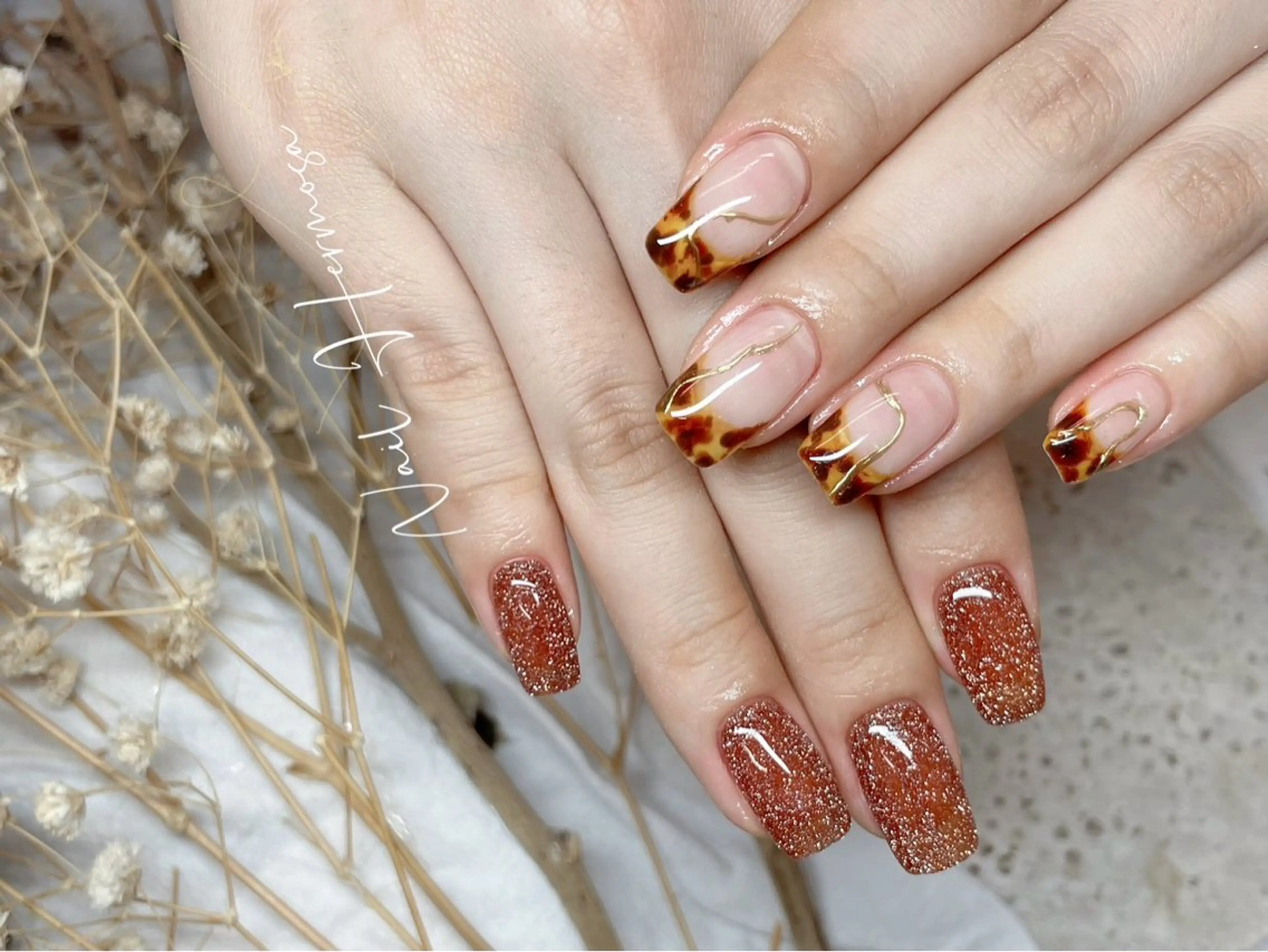 ネイル 長さ出し フラッシュネイル フットネイル ジェルネイル マグネットネイル ハンドネイル エルモサ YURIKAのネイルデザイン