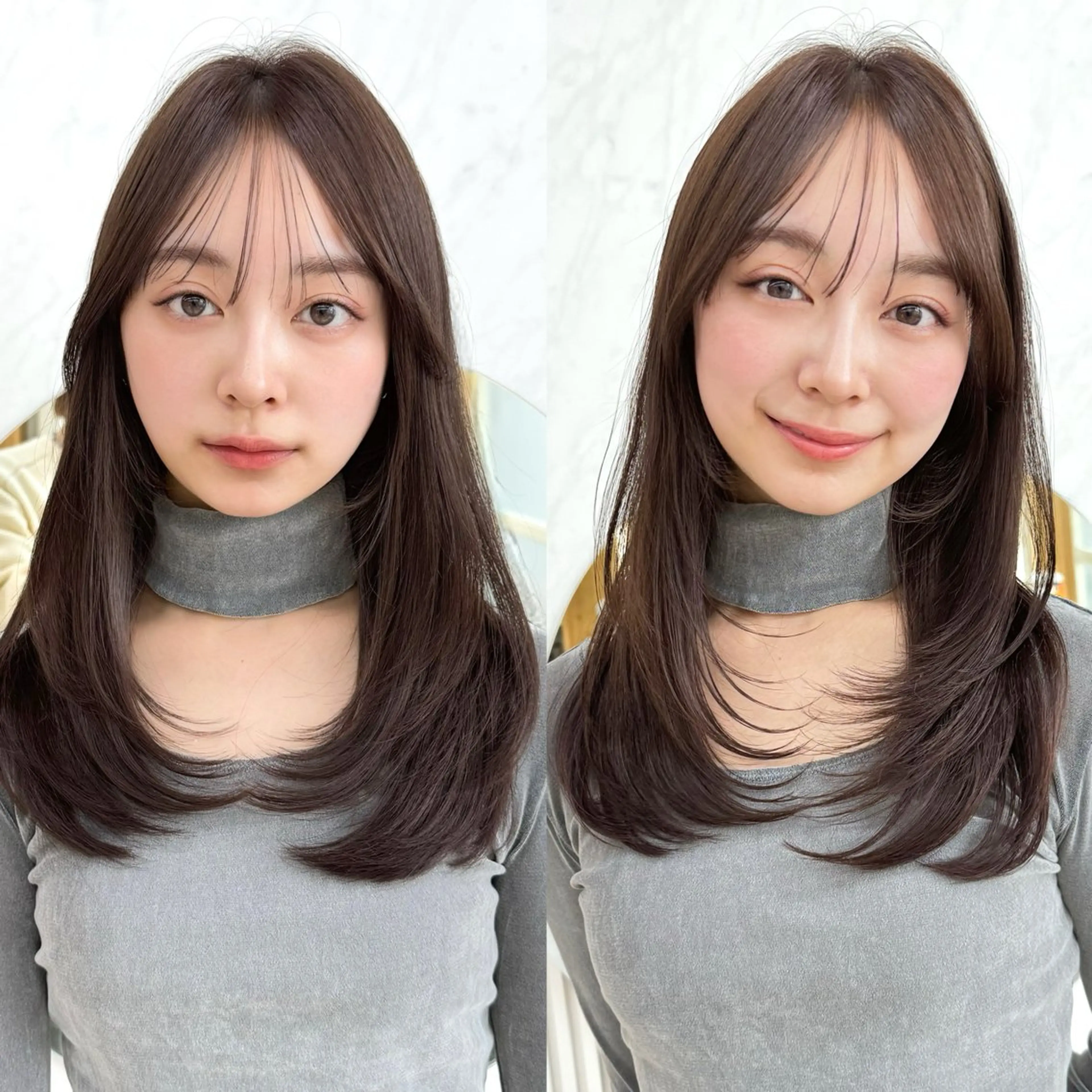 セミロング レイヤーカット/ 顔まわり/アオイのヘアスタイル