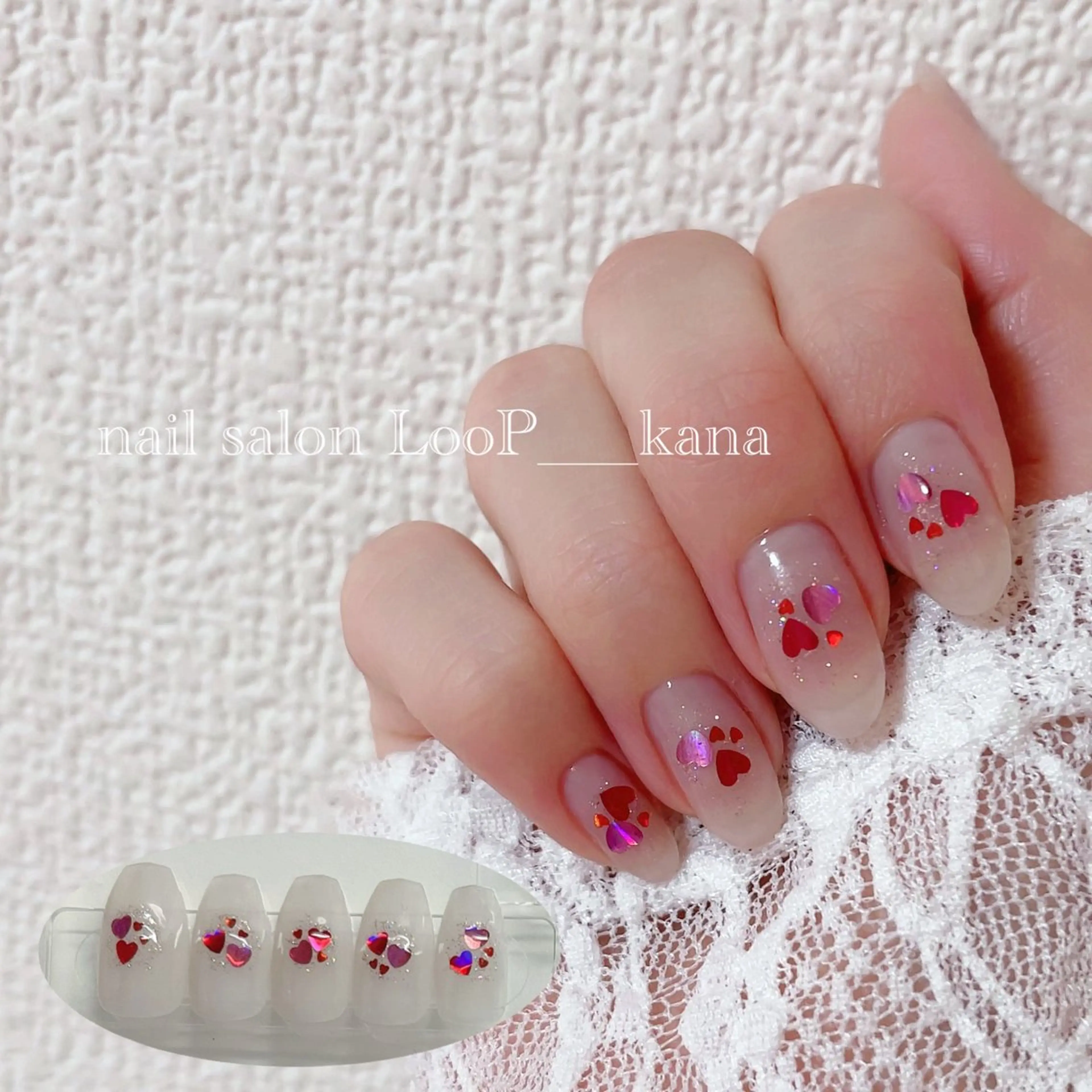 ネイル フラッシュネイル ハート キラキラネイル ハンドネイル ネイルモデル募集中 LooP-kanaのネイルデザイン