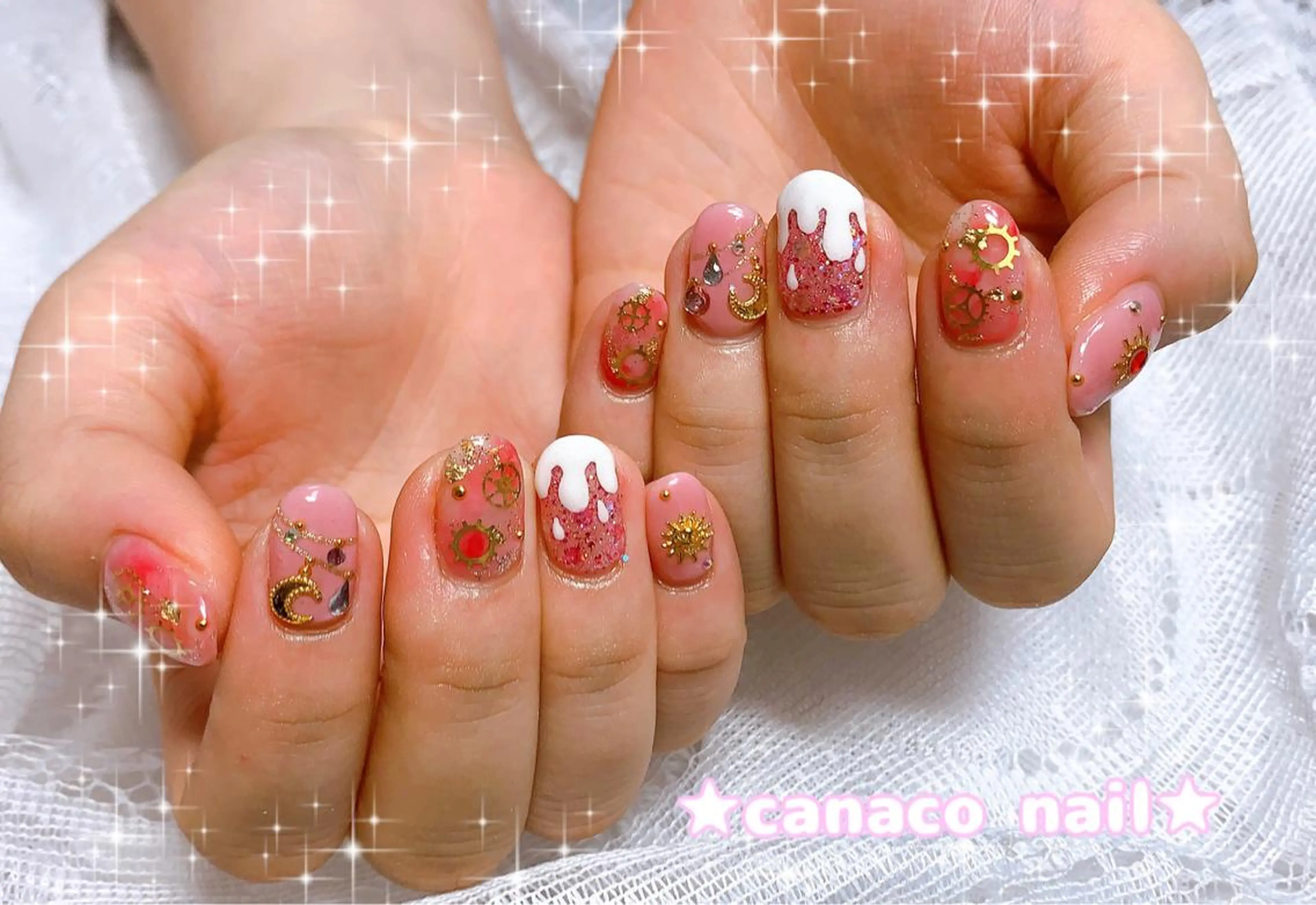 ネイル アートネイル ジェルネイル 持ち込み パラジェル ストーンネイル ハンドネイル ハンドケア Felice所属・ベテランネイル cnc  nailのネイルデザイン