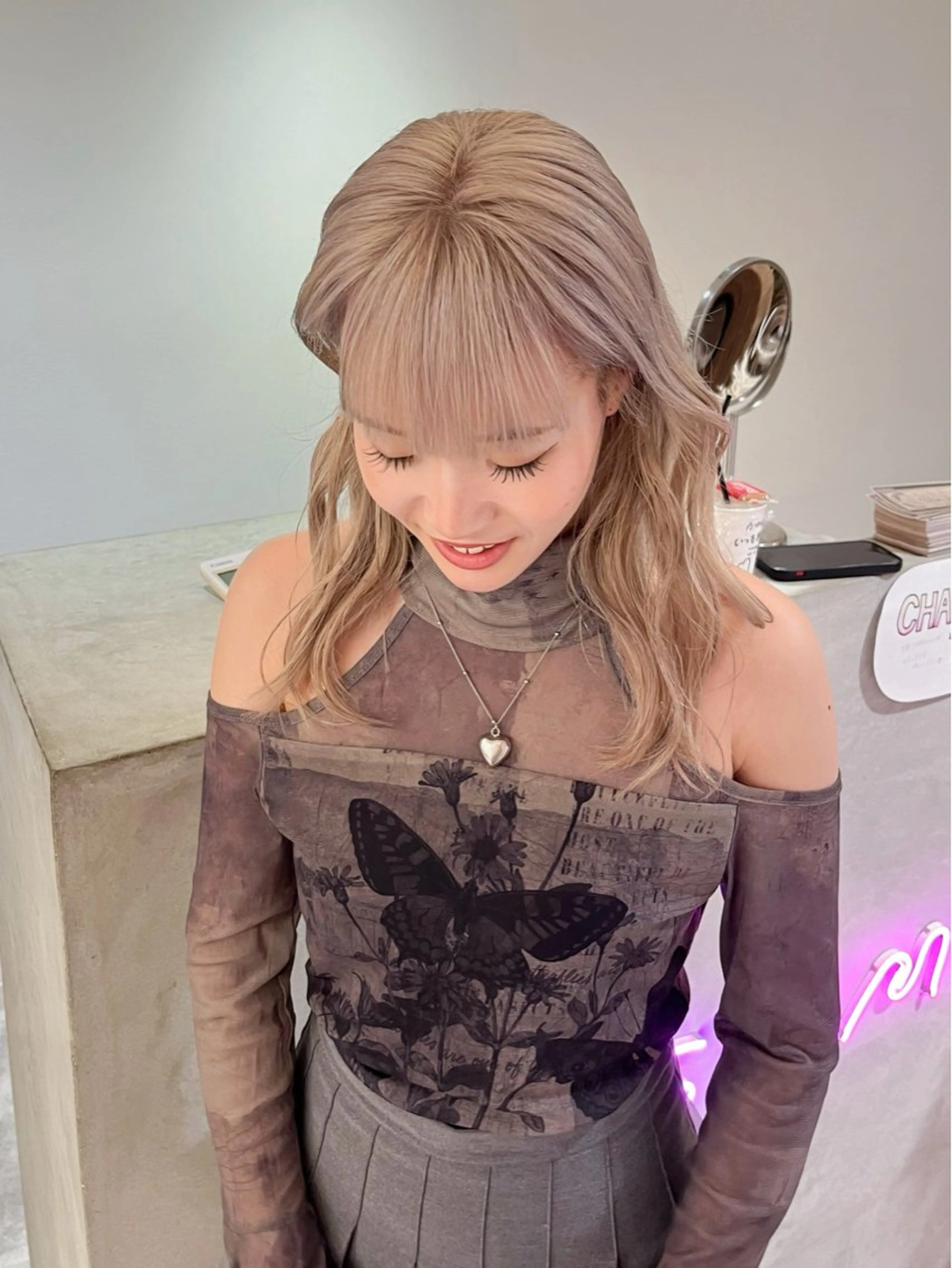 カラー 心斎橋/ブロンド/ ペールカラー/あみかのヘアスタイル