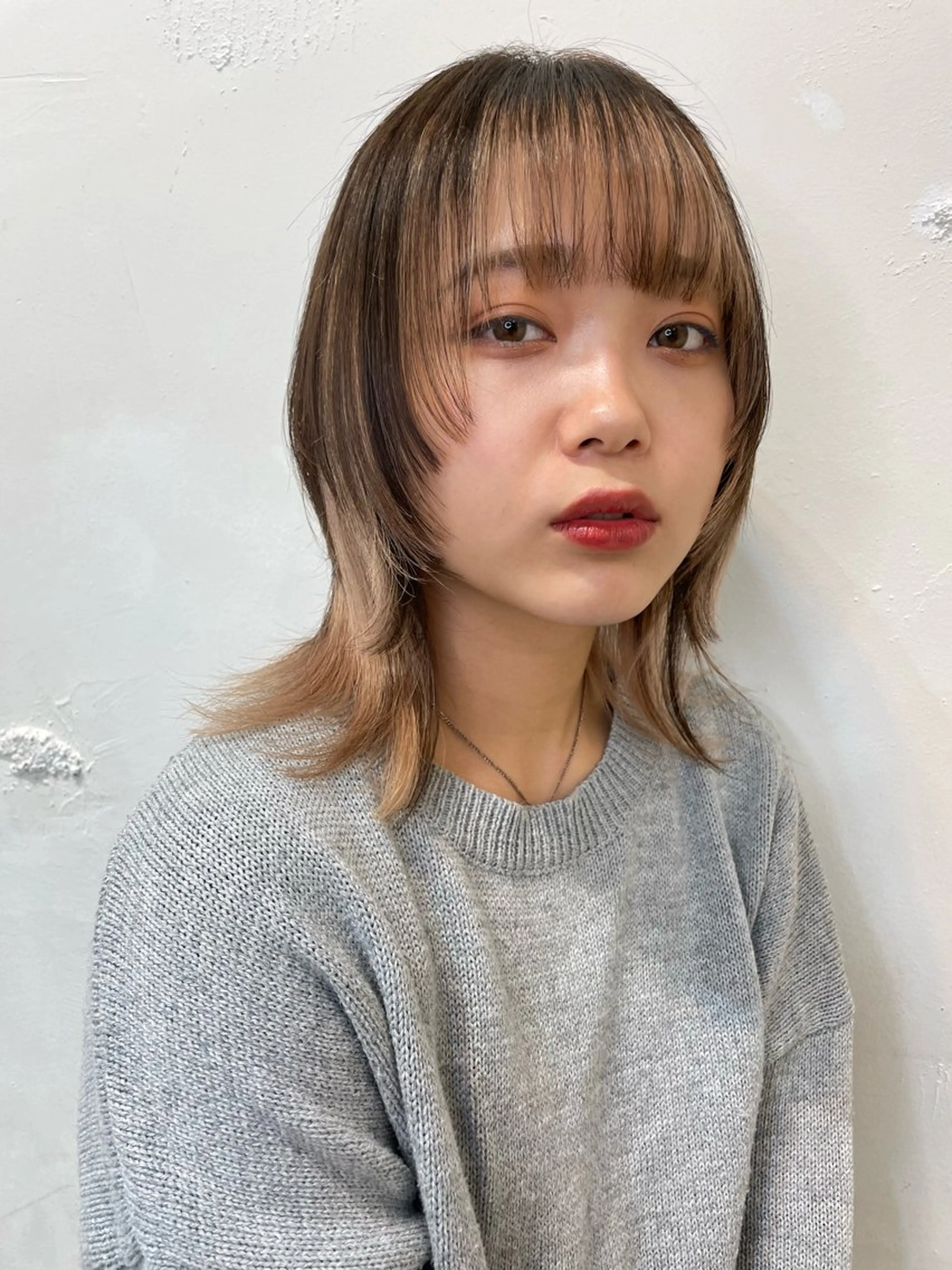 ミディアム ヘアカラー トリートメント ウルフカット/ボブ りなのヘアスタイル