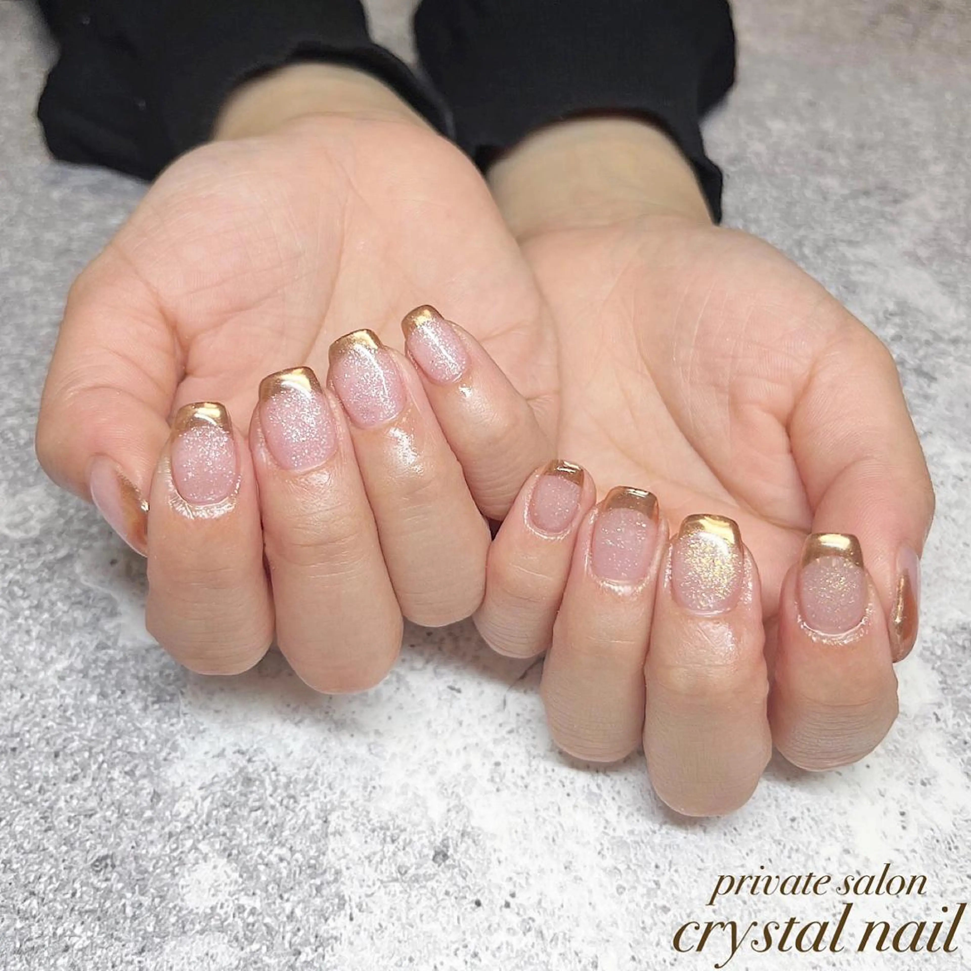 ネイル フレンチネイル ミラーネイル Crystal Nailのネイルデザイン