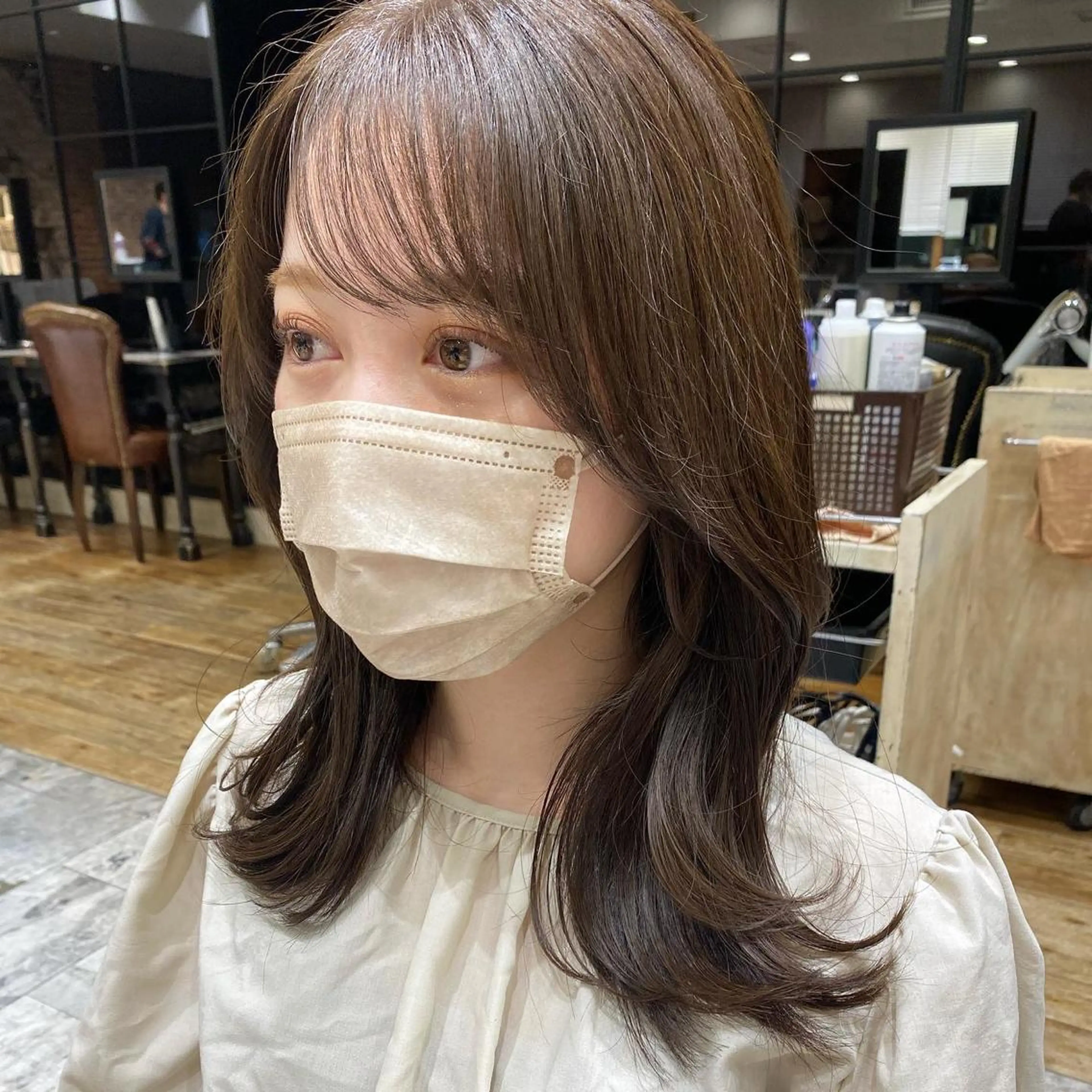 ミディアム くびれヘア 顔周り/くびれヘア 韓国ヘア💕風間るなのヘアスタイル