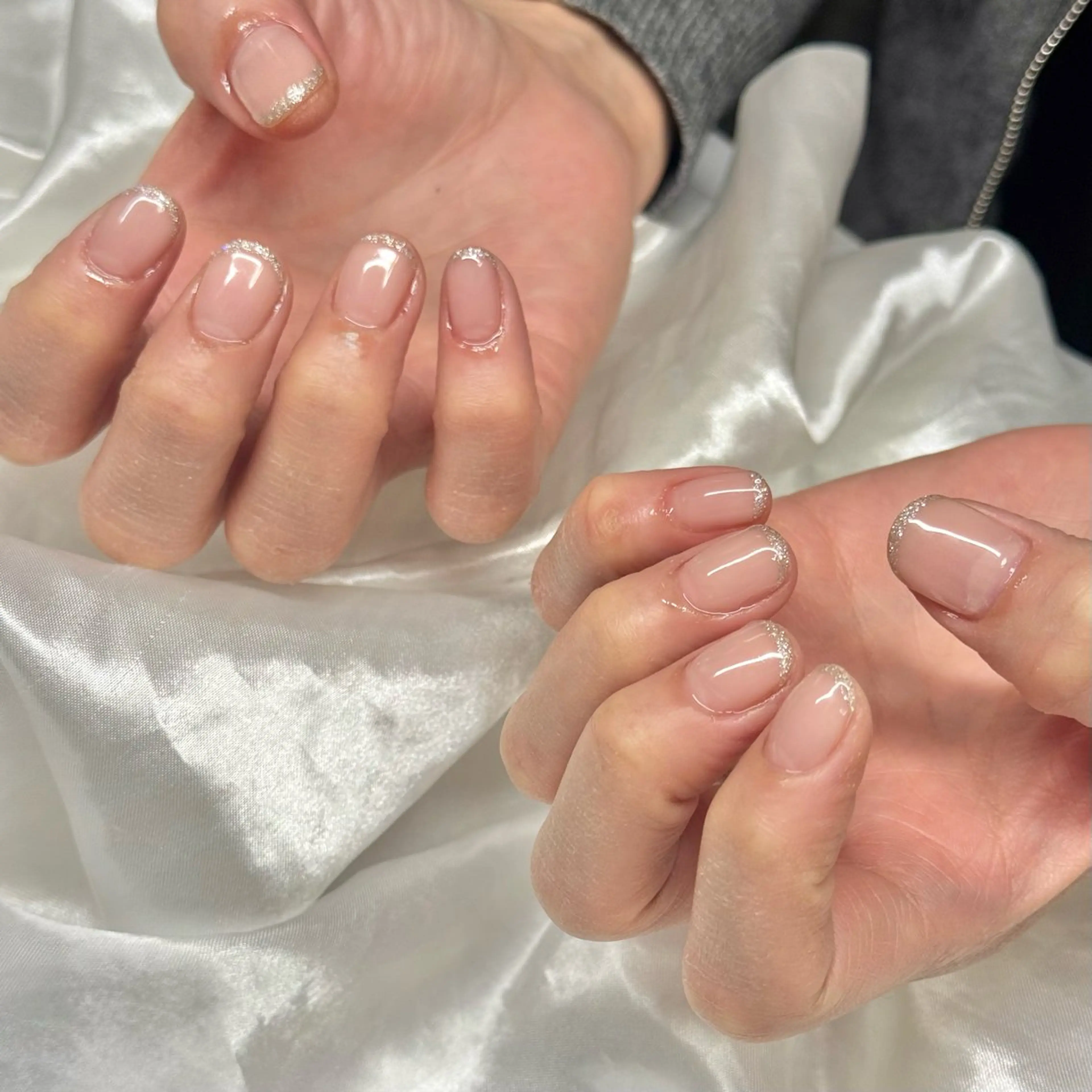 ネイル フレンチネイル ラメ(グリッター) MALELI 北円山店所属・松浦 杏佳のネイルデザイン