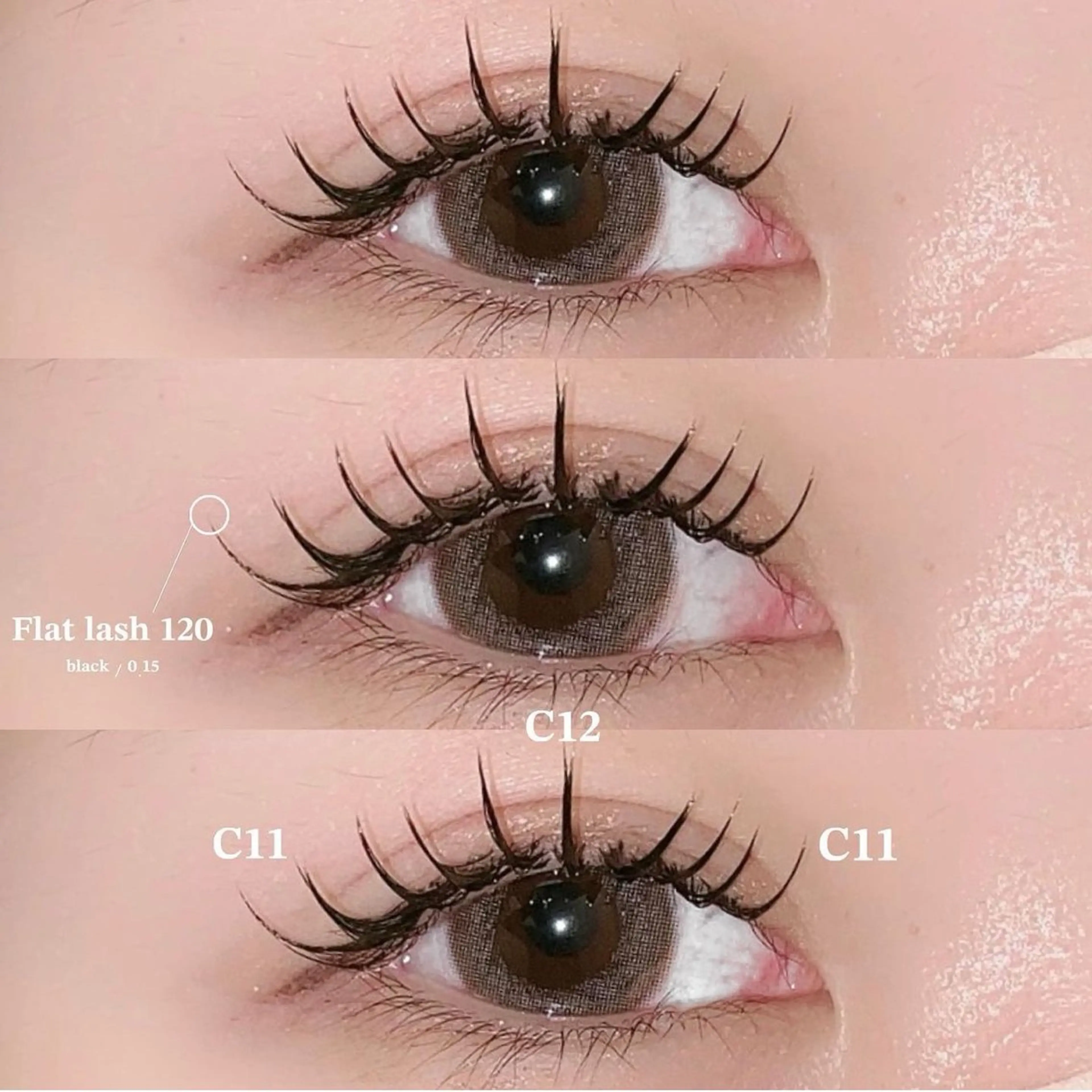 マツエク・マツパ 束感まつ毛 フラットラッシュ 韓国風マツエク パリジェンヌラッシュリフト ボリュームラッシュ マツエク 肌に馴染むハイトーン /ミルクティーカラーのヘアスタイル