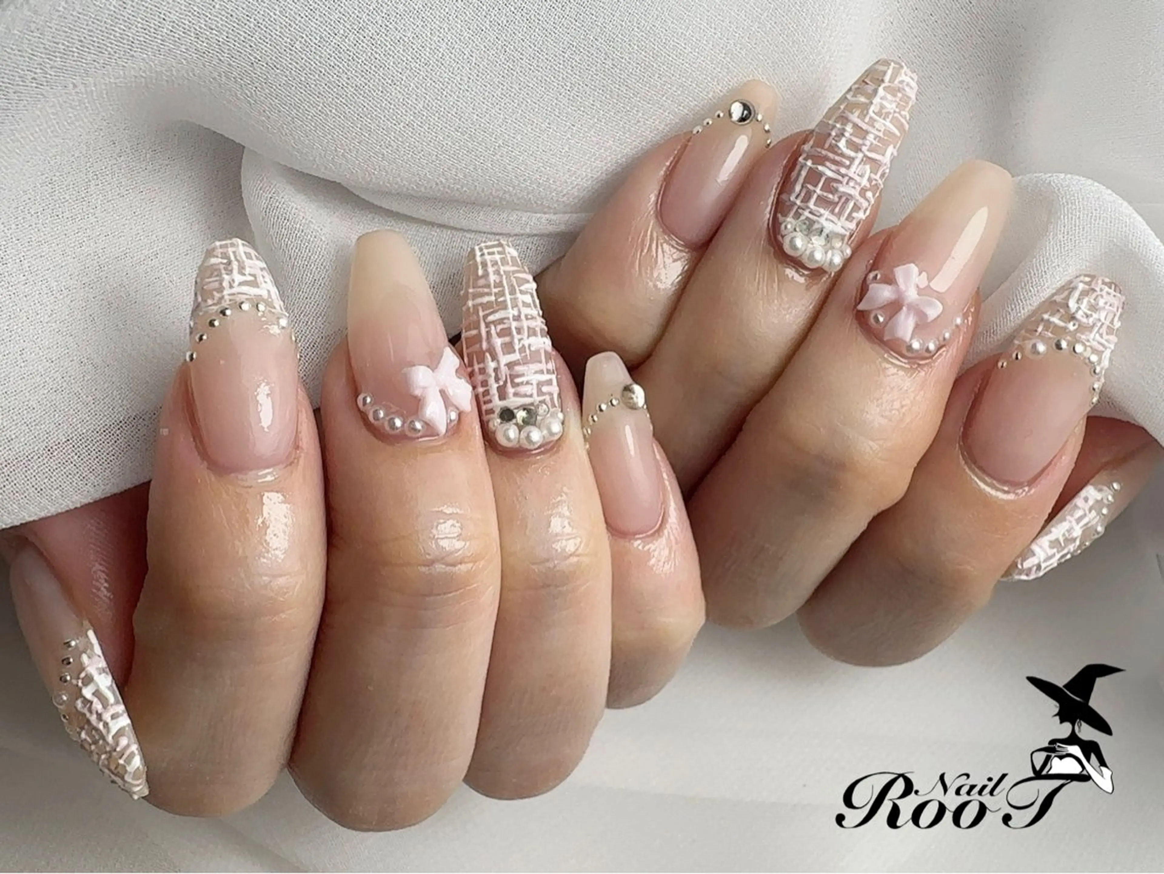 ネイル ぷっくりネイル ツイードネイル ハンドネイル RooT Nailのネイルデザイン