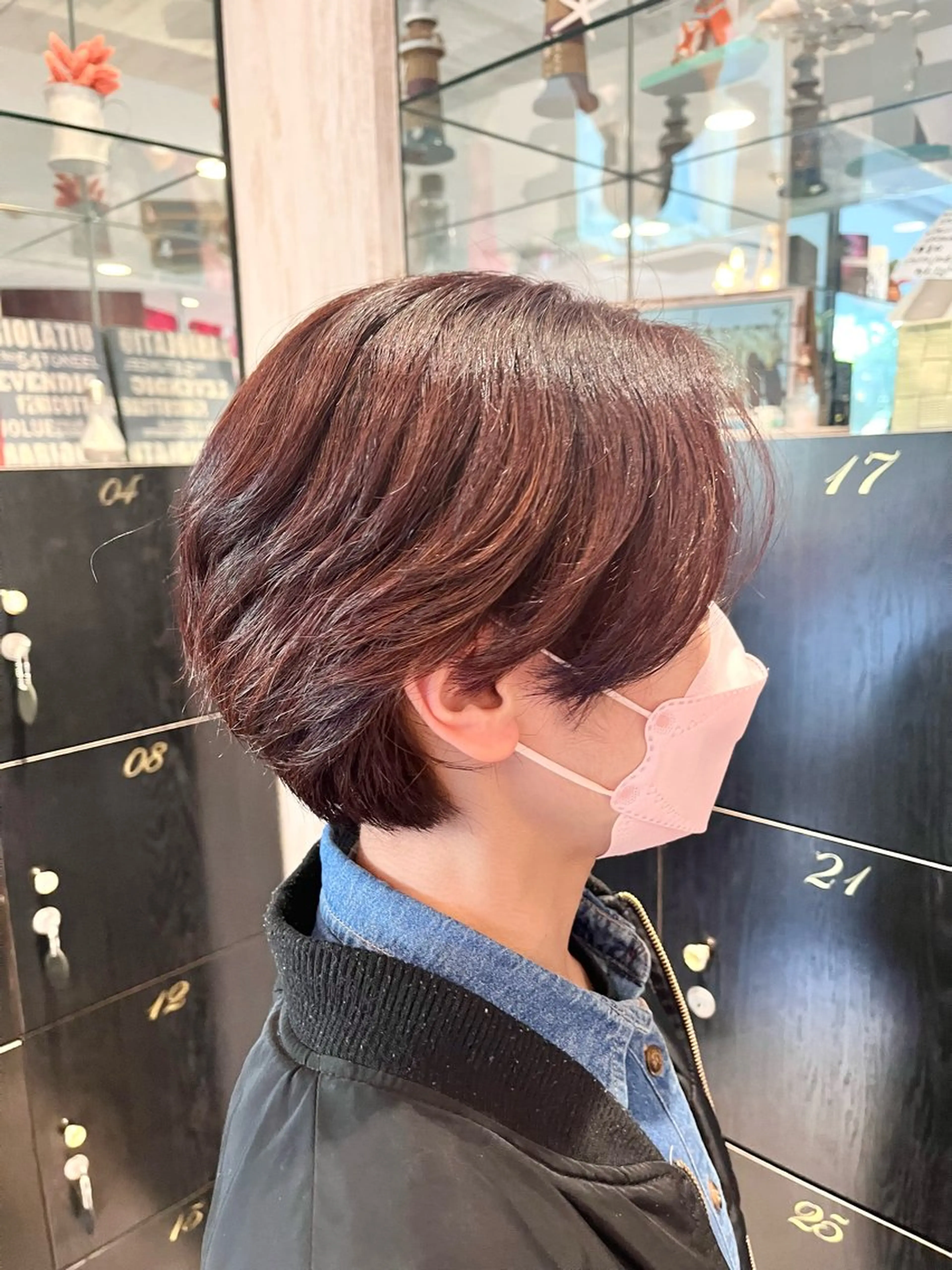 ショート ピンクブラウン 櫻井 菜々美のヘアスタイル