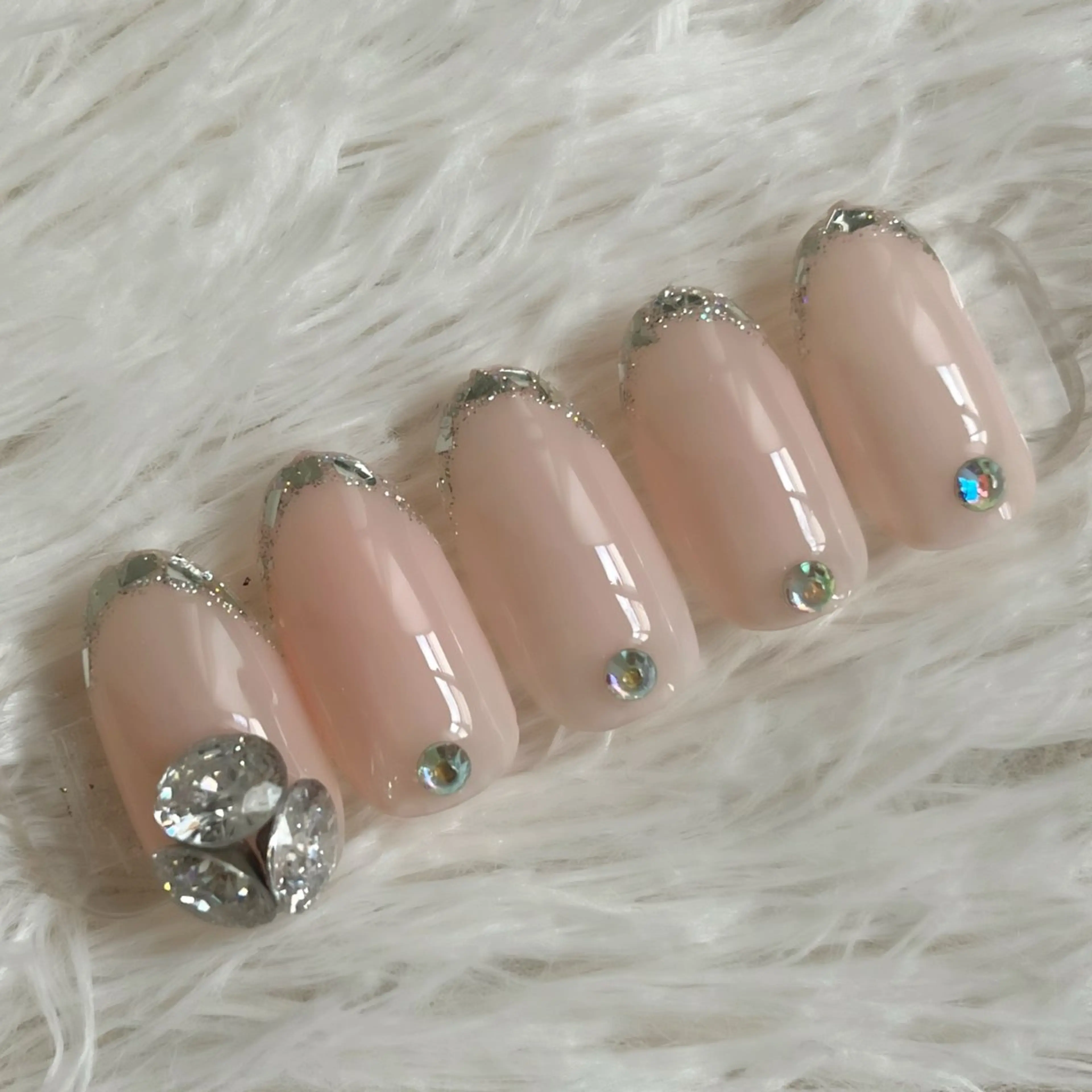 ネイル フレンチネイル ガラスフレンチ キラキラネイル オフィスネイル ハンドネイル 島田 亜紀のネイルデザイン