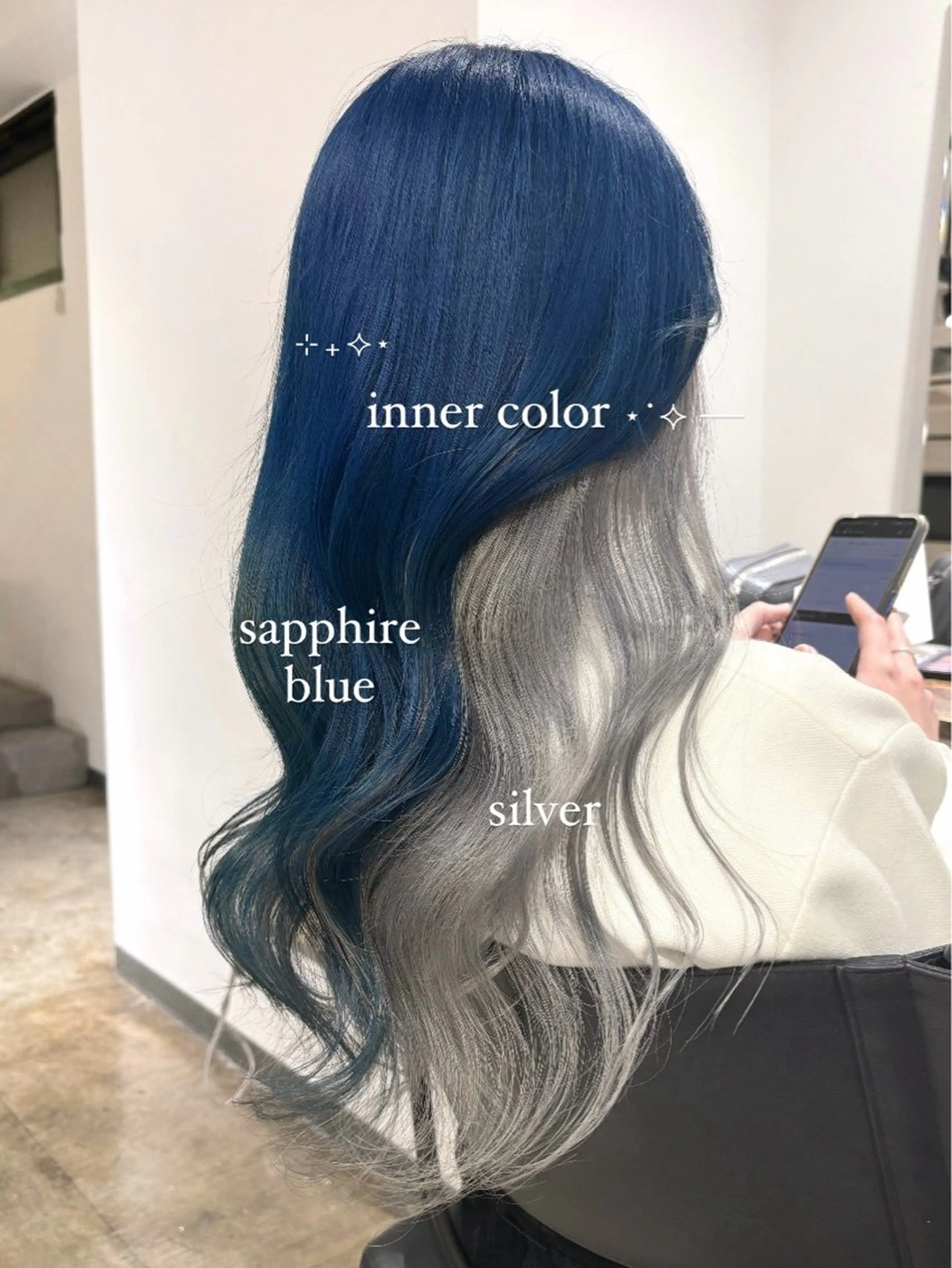 ロング カラー ミストバング ブリーチ ブルーカラー ケアブリーチ デザインカラー ヘアカラー トリートメント 暖色カラー🍒 ケアブリーチ/akiのヘアスタイル