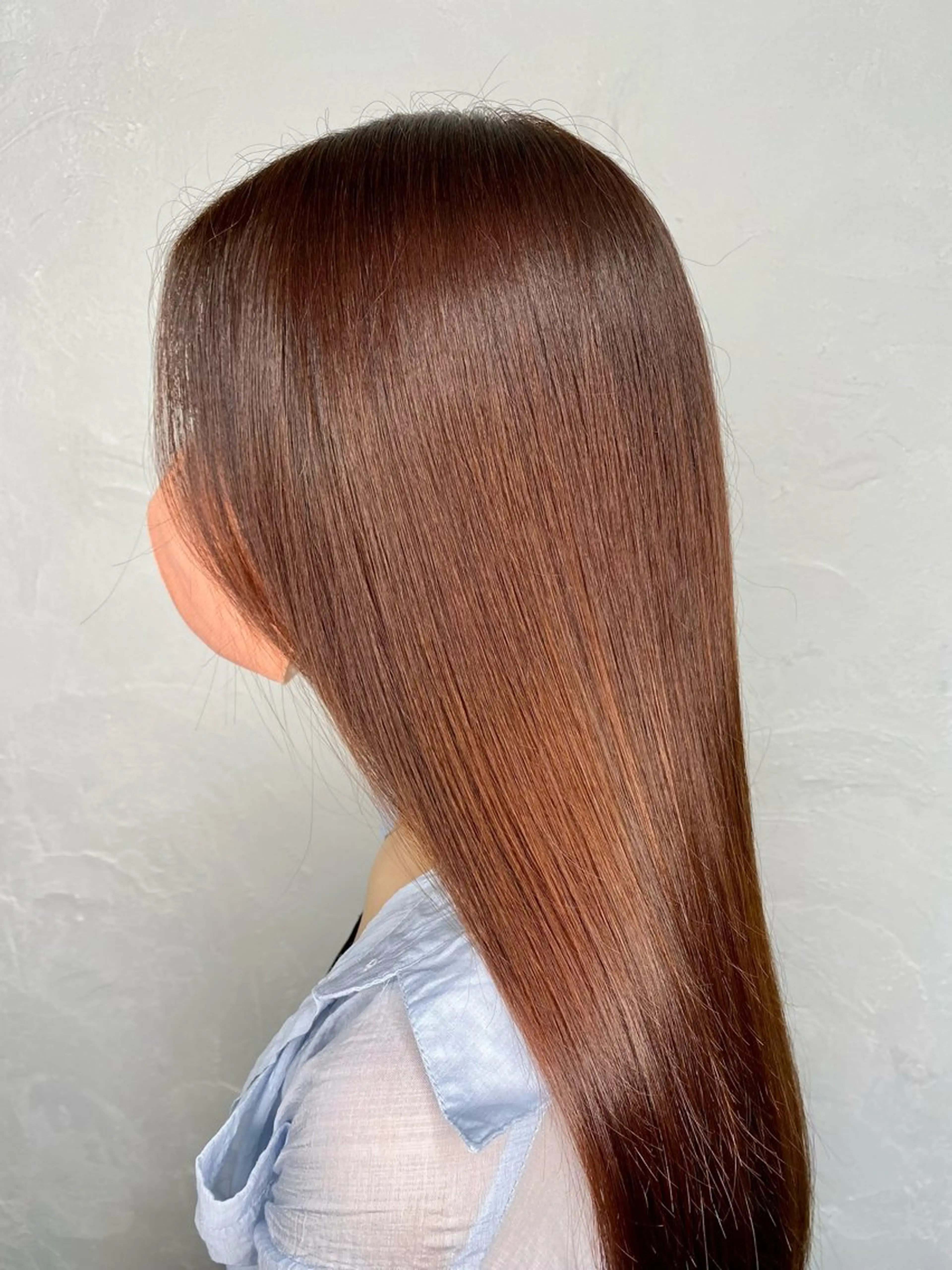 セミロング オレンジブラウン 北川 飛瑶のヘアスタイル