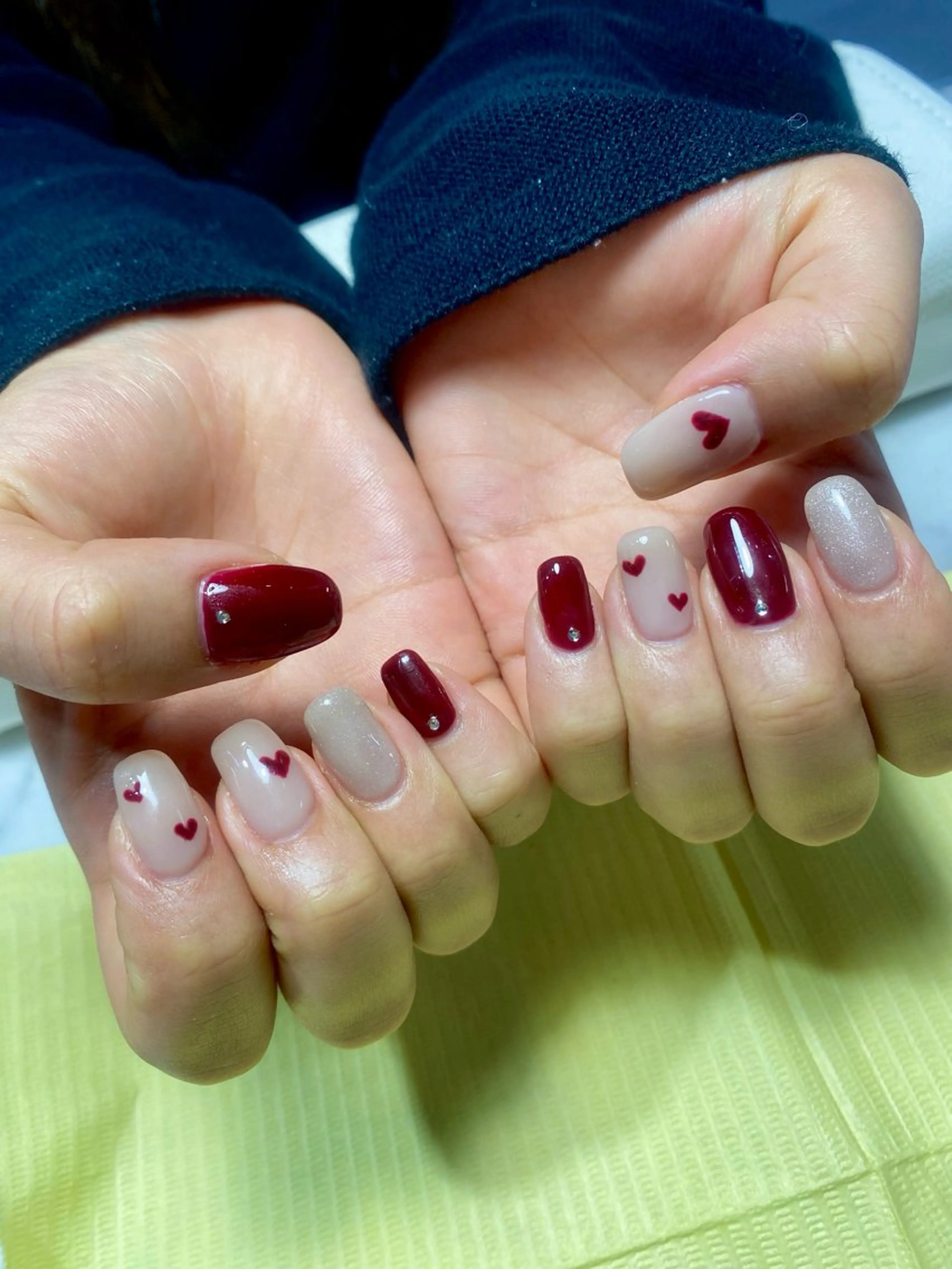 ネイル ハート バレンタイン ハンドネイル tumake Yuiのネイルデザイン