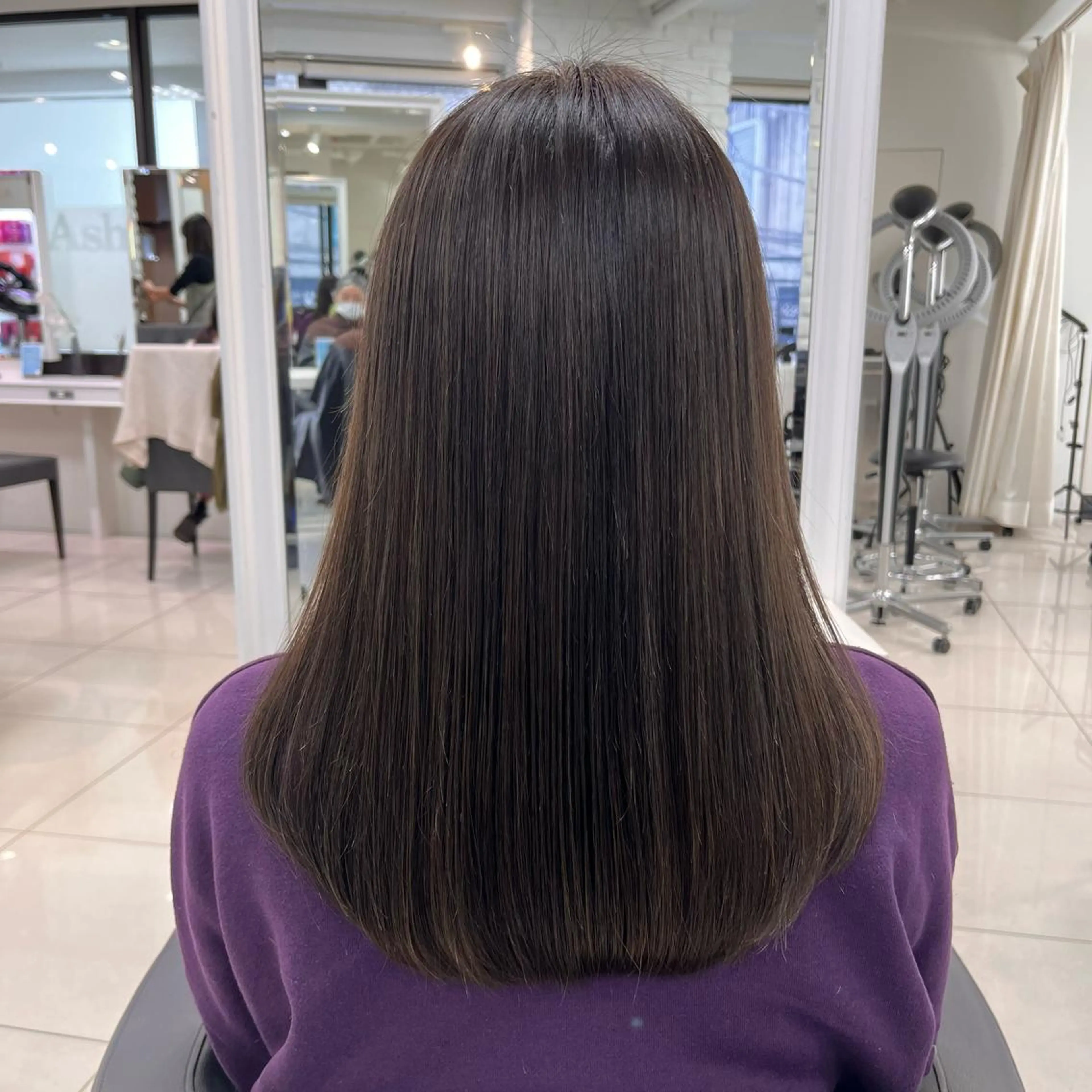 セミロング カラー ダブルカラー 【センターパート/ マッシュ】ryokaのヘアスタイル