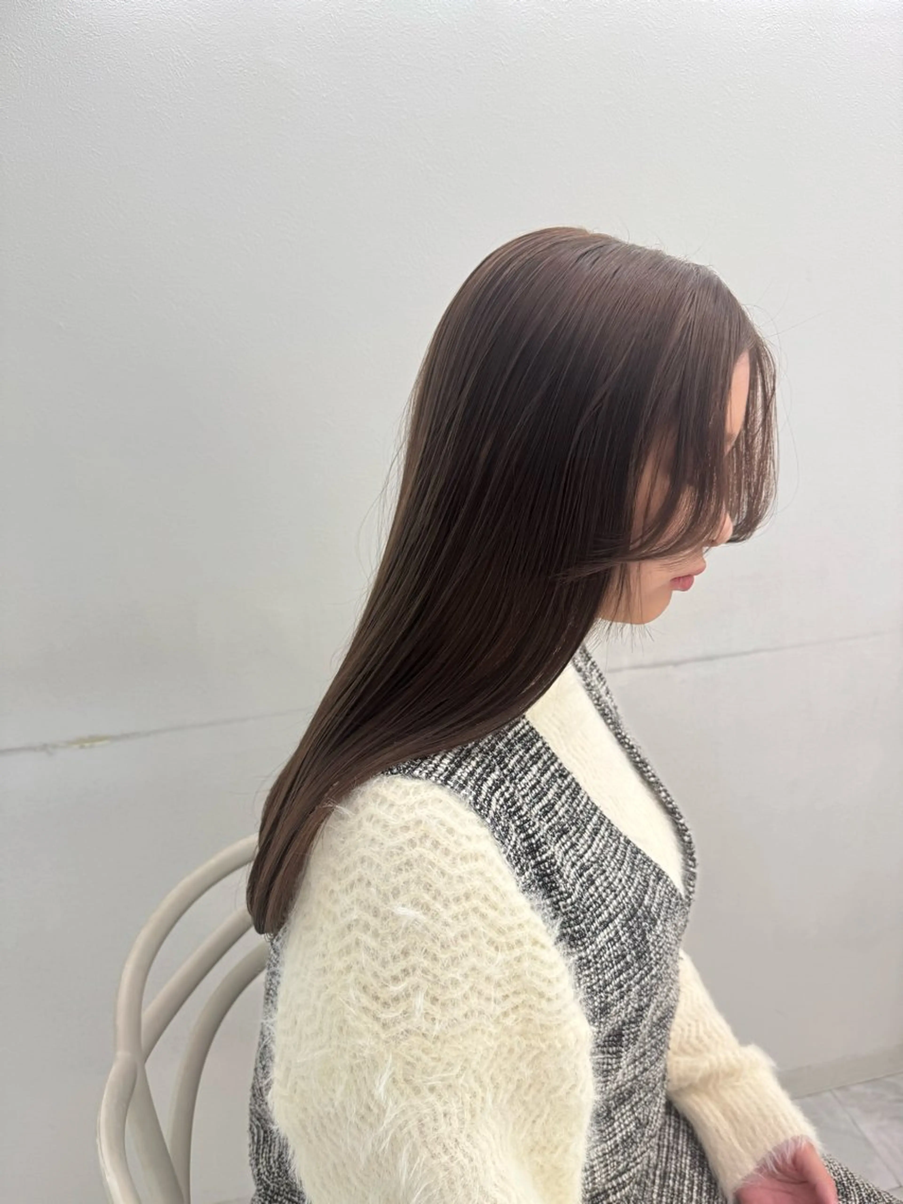 セミロング カラー ブリーチなし🤍透明 感カラー🤍しゅうじのヘアスタイル