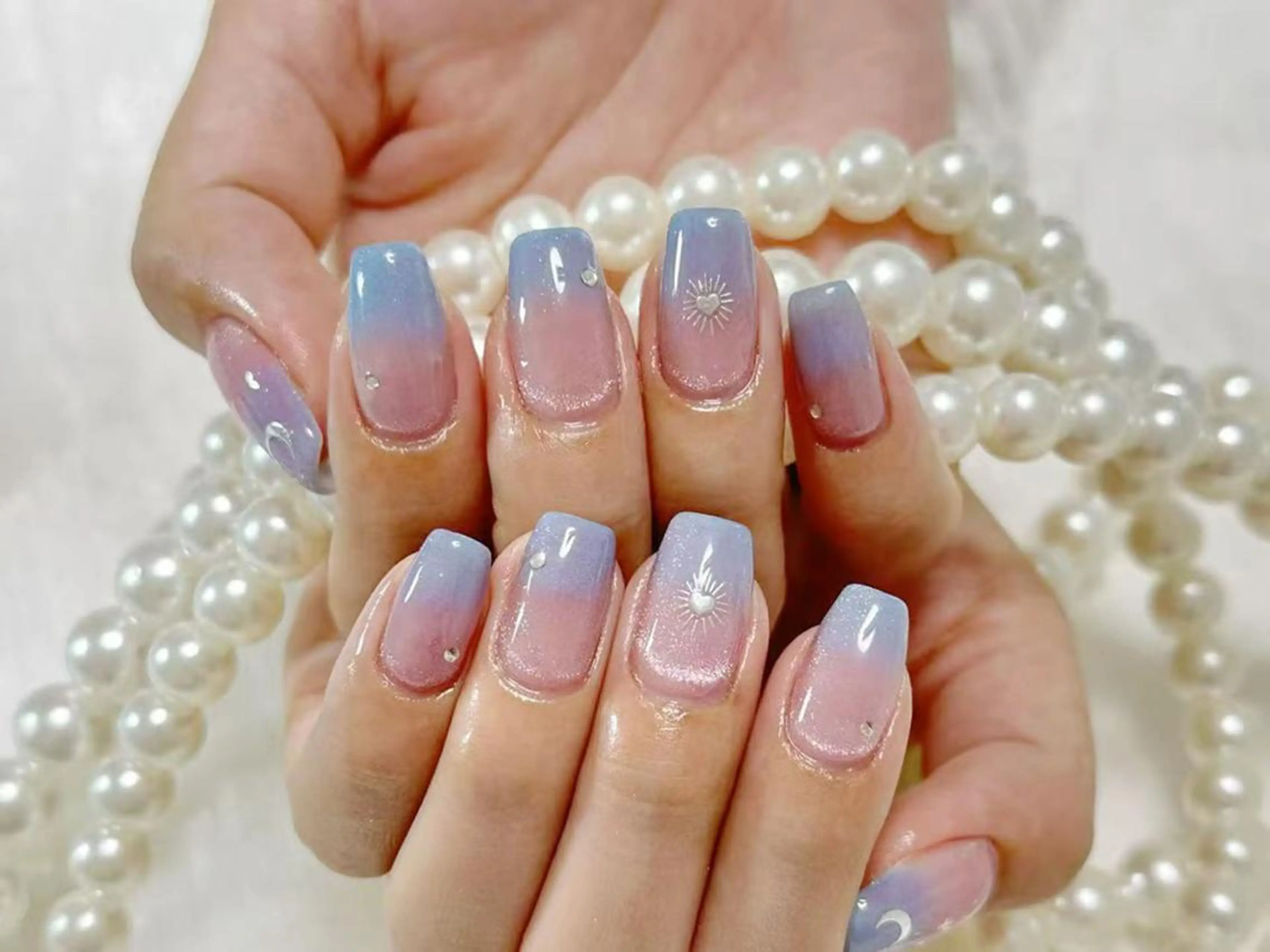 ネイル アートネイル クリアネイル 成人式 長さ出し フラッシュネイル ハンドネイル Ru na🍳のネイルデザイン