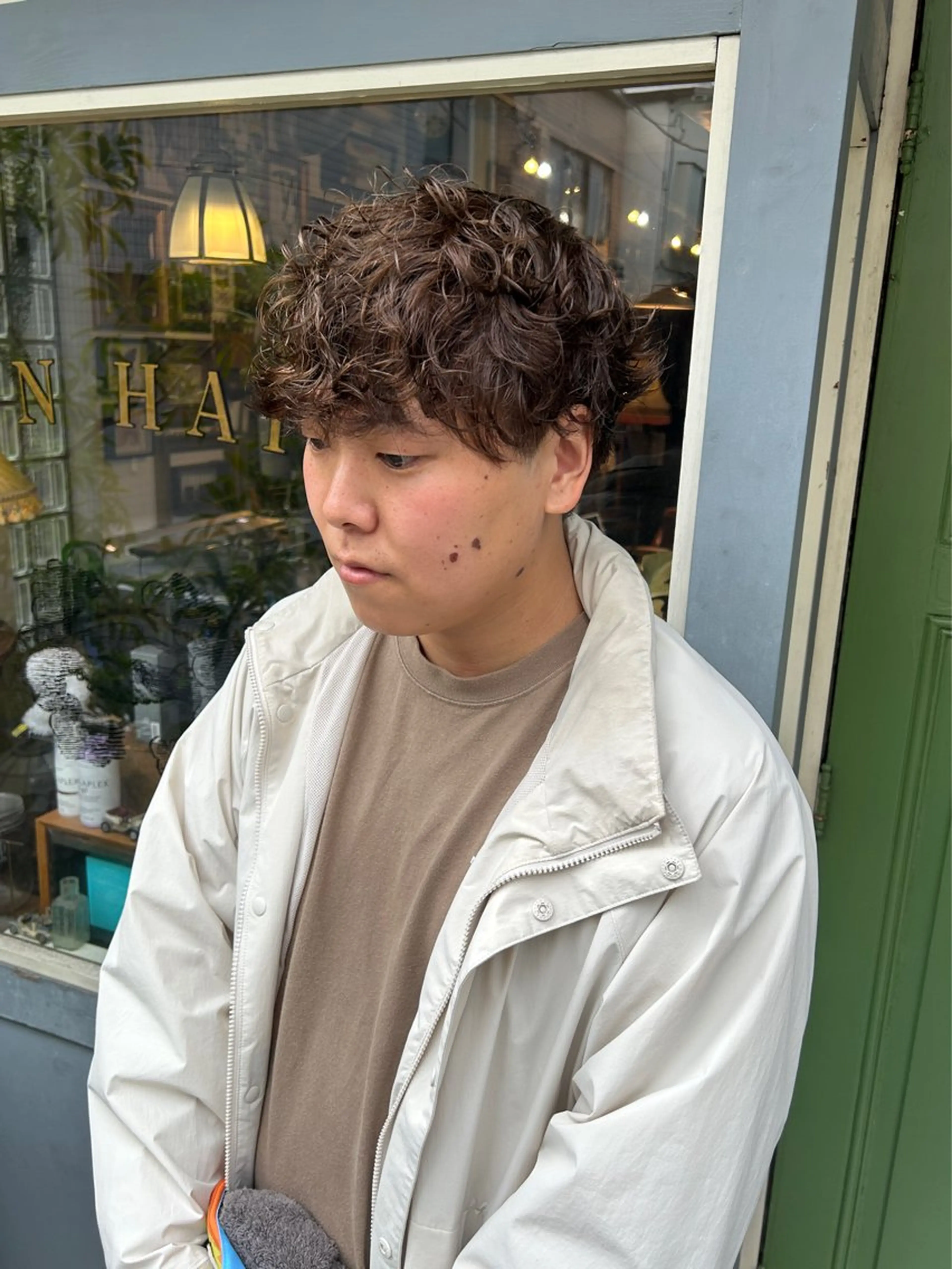 ショート パーマ メンズ カット パーマ 清水千優/パーマ/透 明感カラー/メンズのヘアスタイル