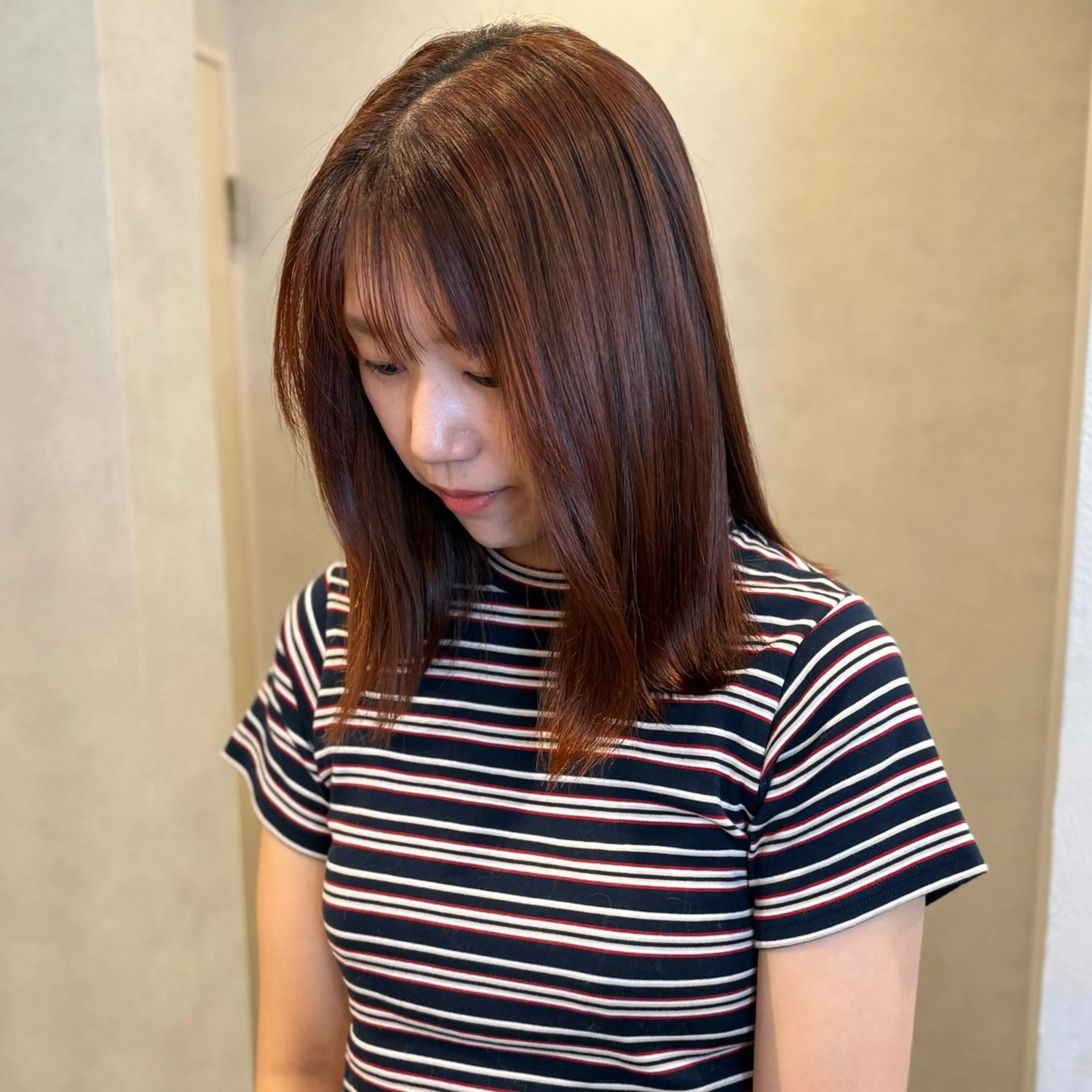 ミディアム カラー ブラウンカラー オレンジ オレンジブラウン カット ヘアカラー Lita./ 大賀ひかり🧁🫧のヘアスタイル