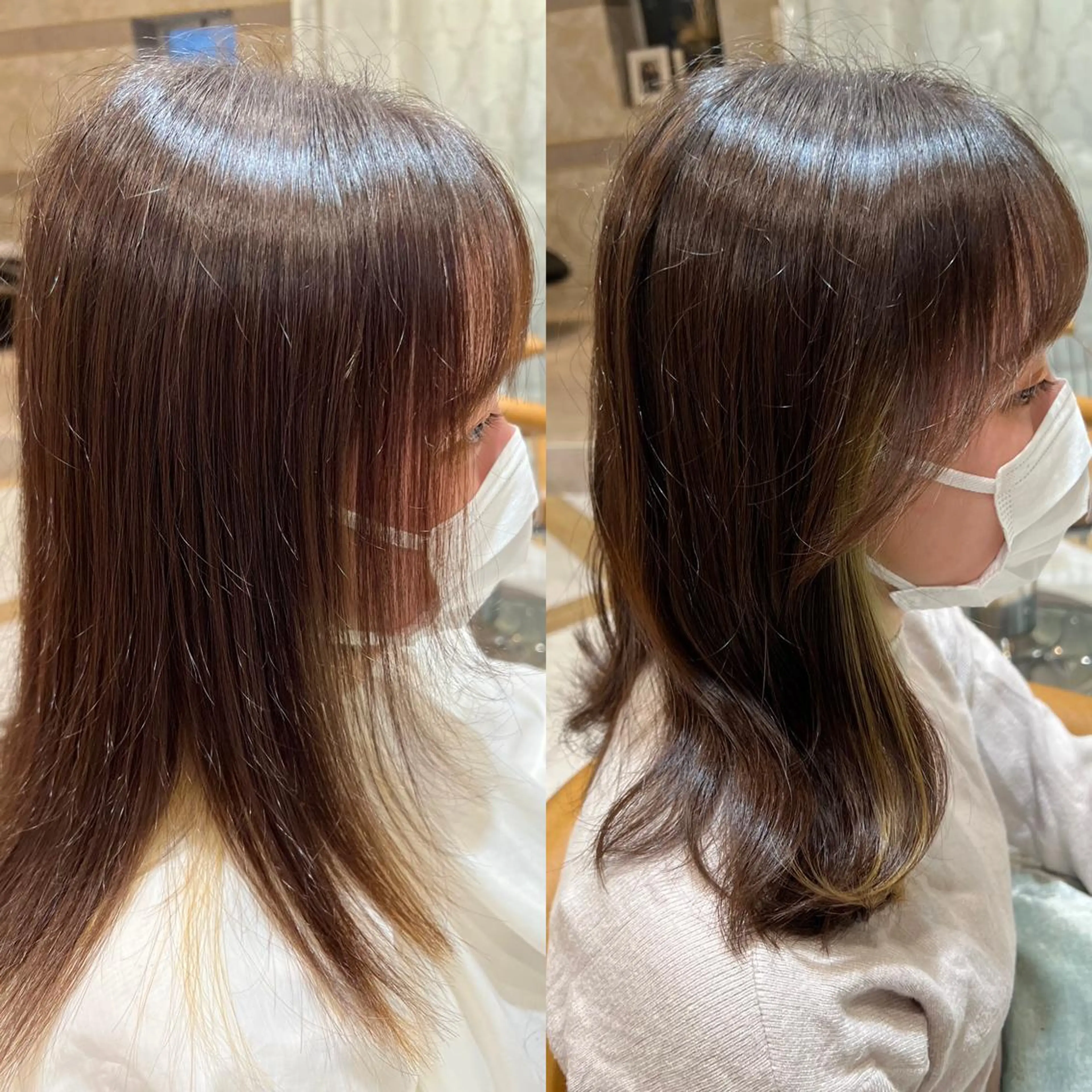 ロング カラー インナーカラー 顔周りカット 韓国風ヘア レイヤーカット カット ヘアカラー トリートメント Lond luce心斎橋所属・🍀小川大輔🍀 ボブ/ブリーチ🥇のヘアスタイル