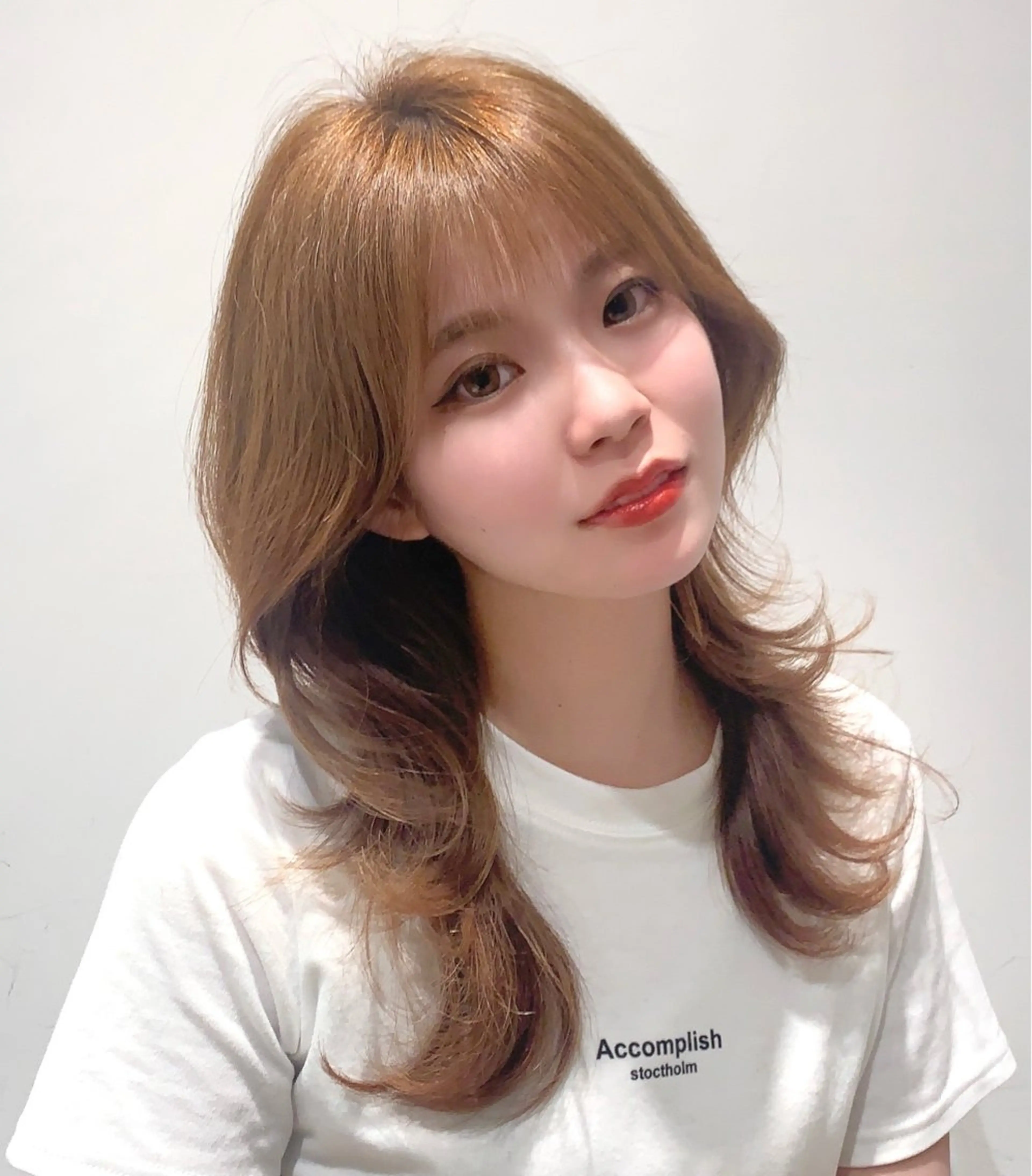 セミロング レイヤーカット ウルフカット ウルフレイヤー カット トリートメント ヘッドスパ ヘアセット 韓国ヘア/レイヤー/ 顔まわり/りょーとのヘアスタイル