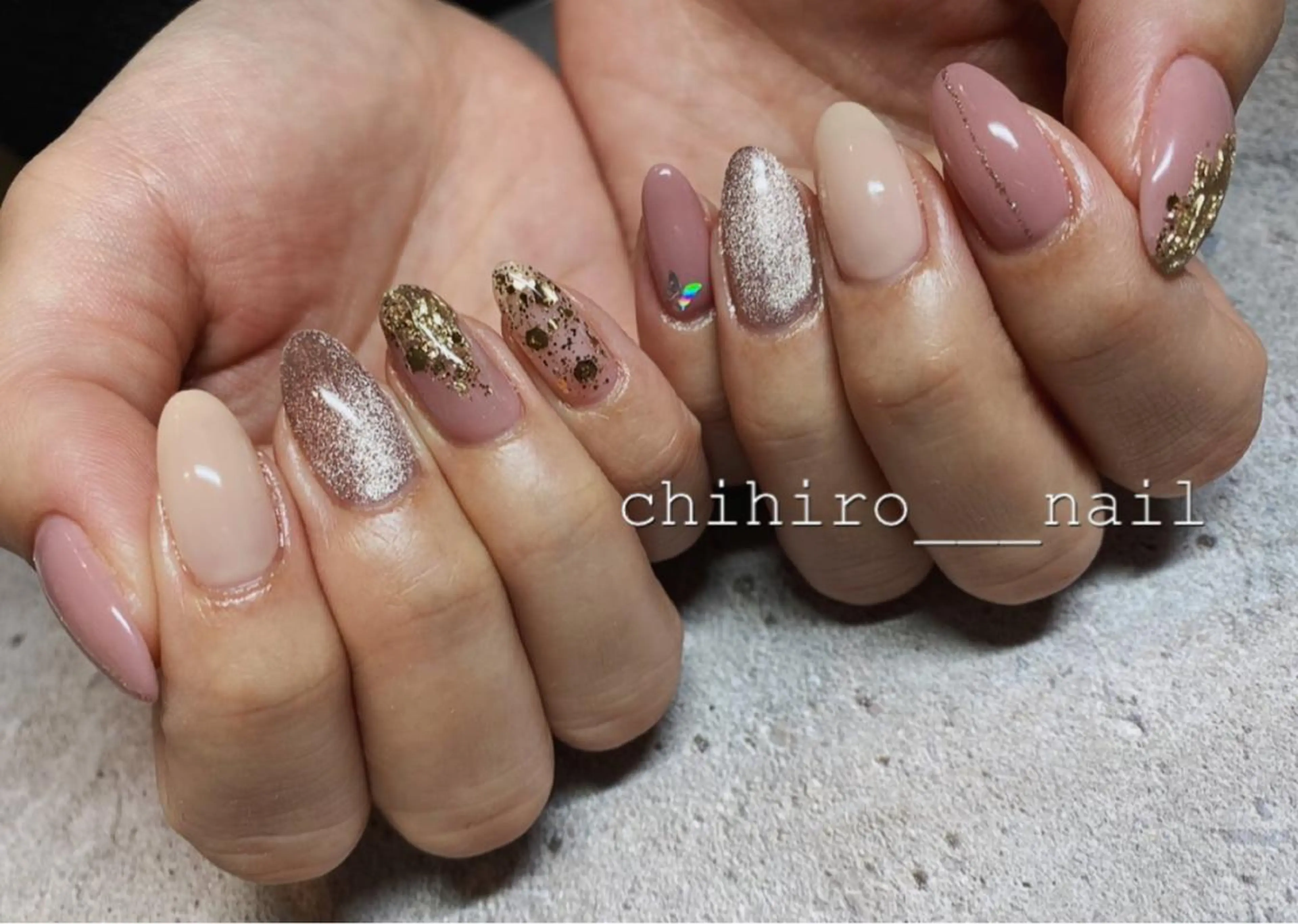 ロング カラー ネイル アートネイル フレンチネイル ジェルネイル マグネットネイル ニュアンスネイル ハンドネイル beauty salon ma'am所属・chihiro 小路ネイルのネイルデザイン