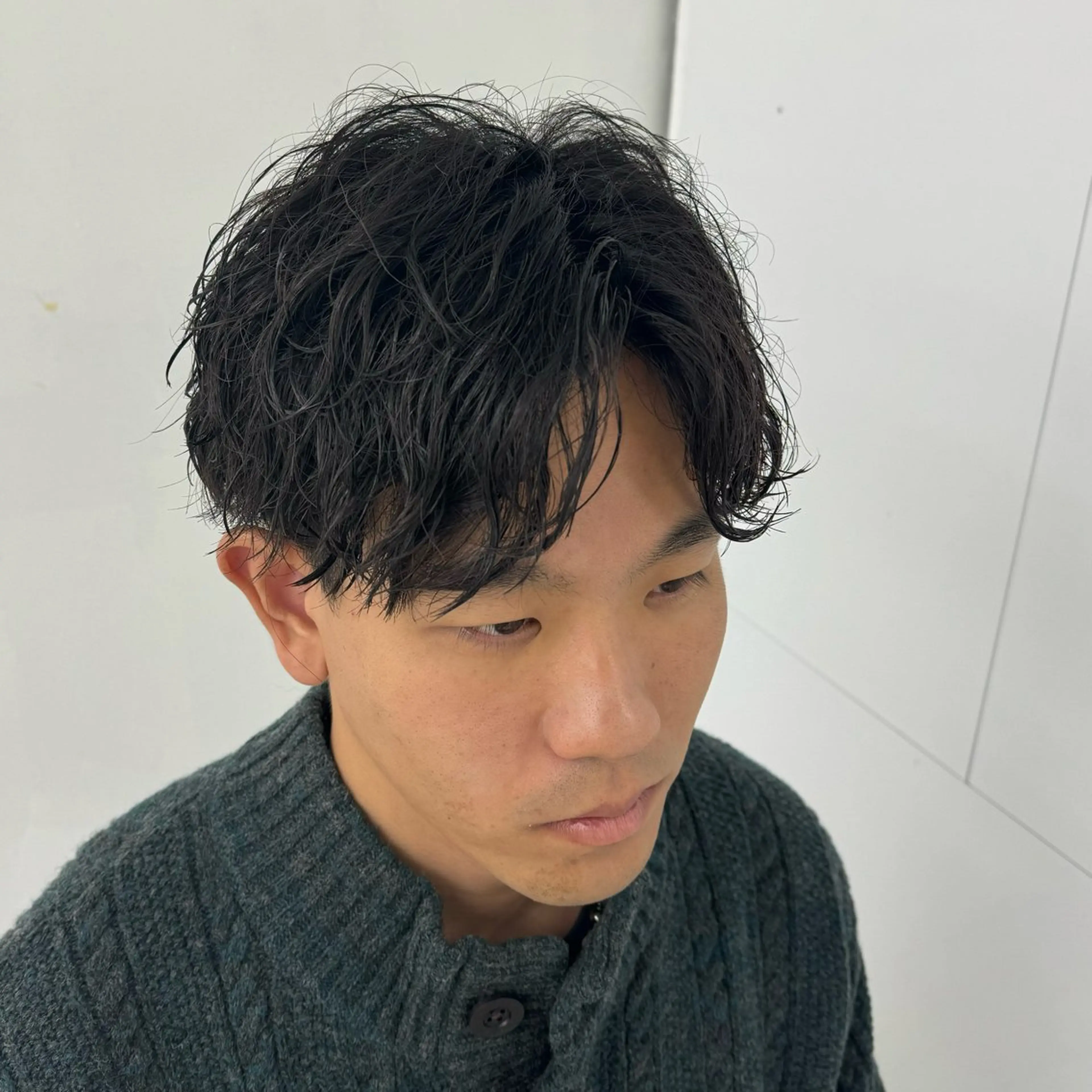 ショート パーマ メンズ アップバング メンズパーマ ショートヘア スパイラルパーマ カット パーマ 柏メンズカットパーマ NO.1タイチのヘアスタイル