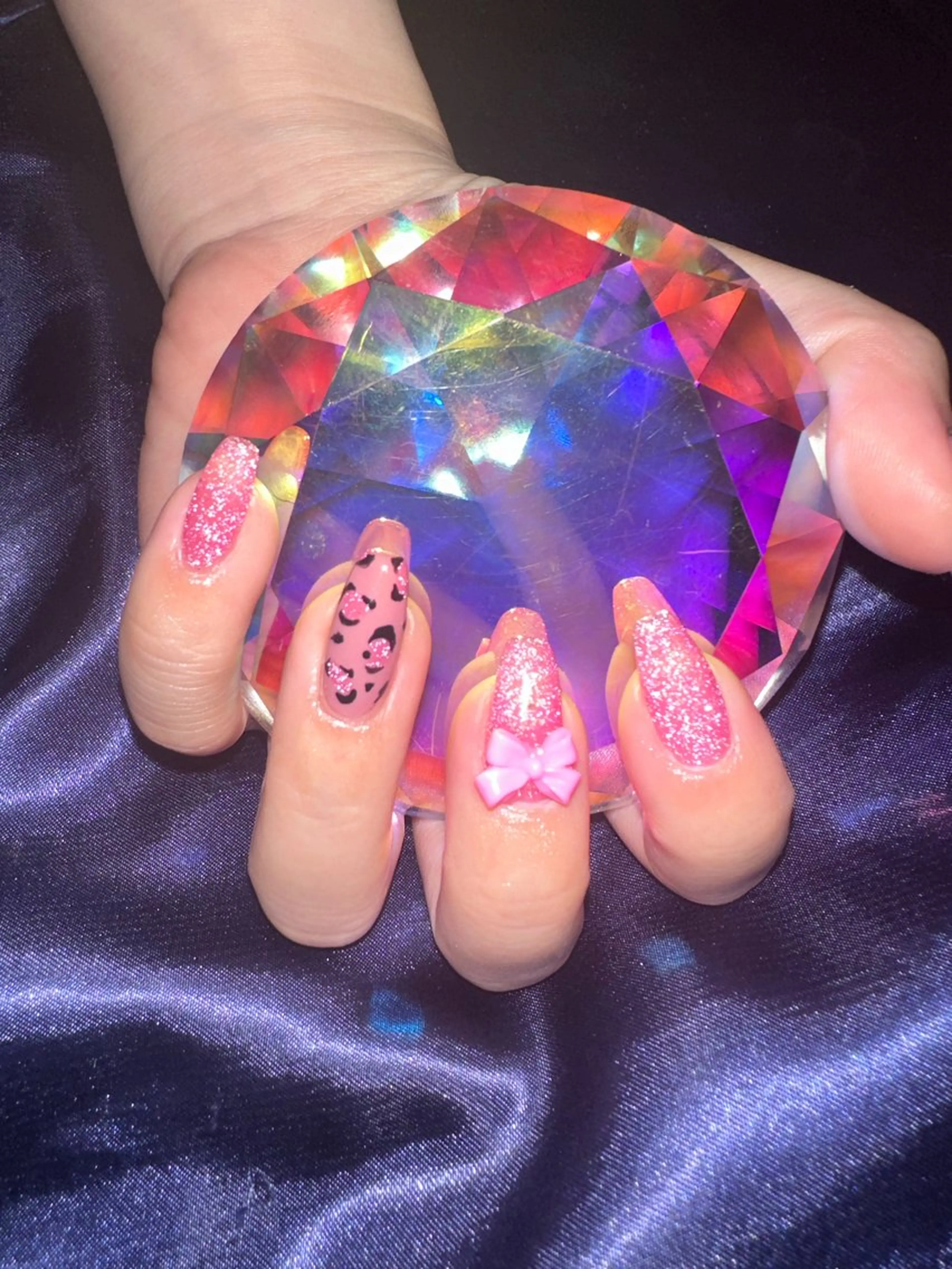 ネイル アニマル柄 フラッシュネイル ピンク リボン M Hのその他イメージ