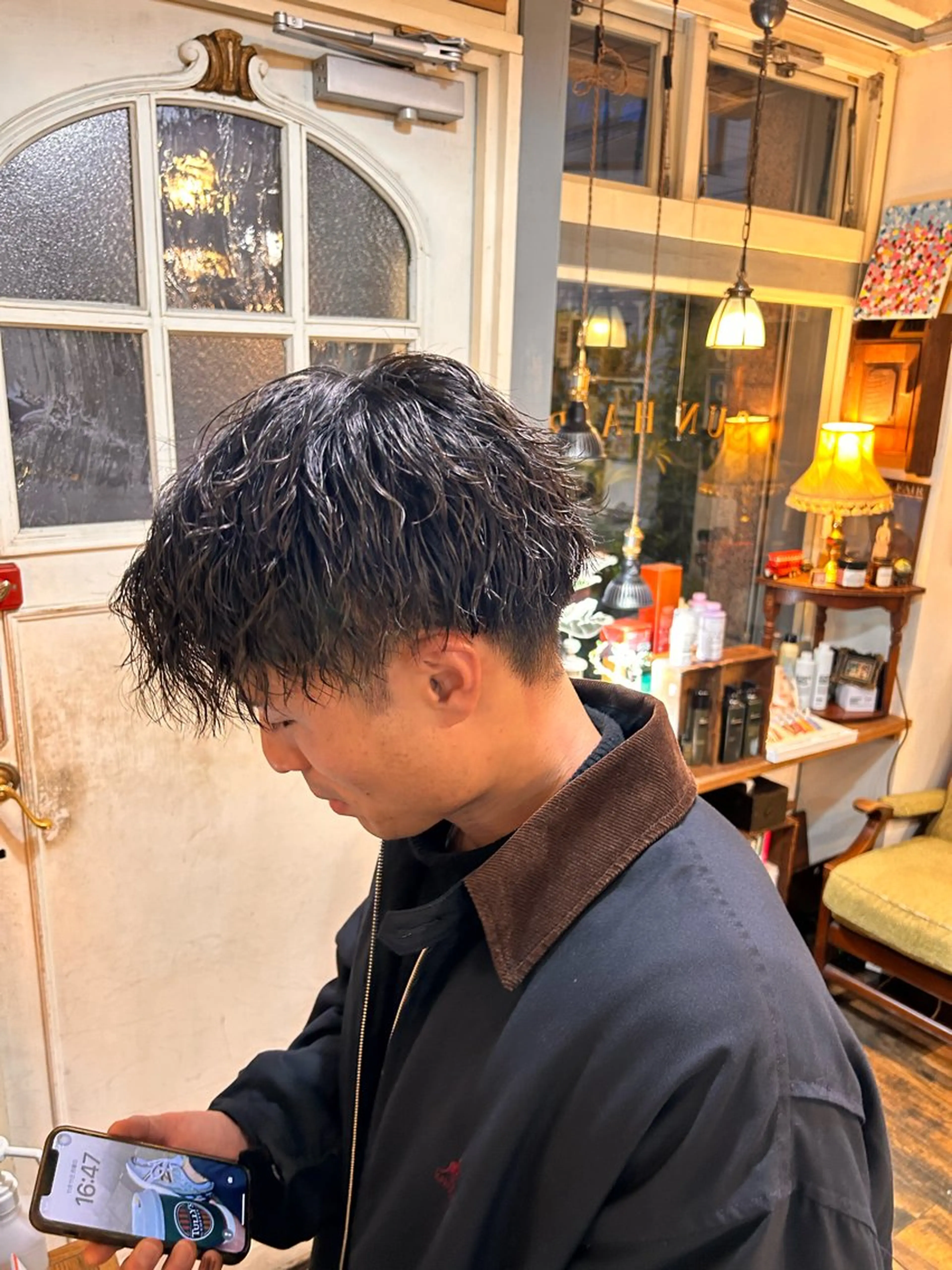 ショート パーマ メンズ カット パーマ 清水千優/パーマ/透 明感カラー/メンズのヘアスタイル