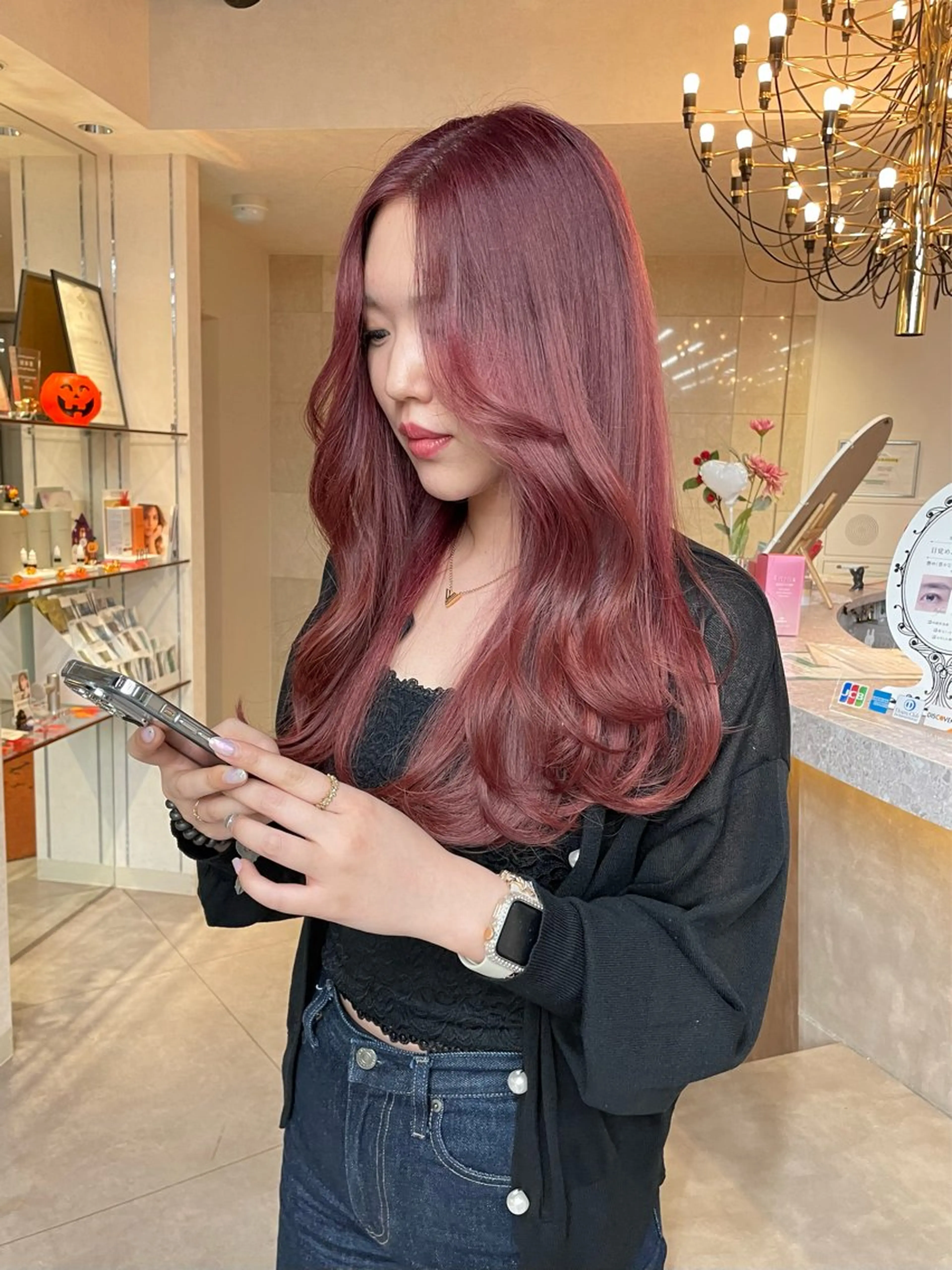 ロング カラー ブリーチ ピンクカラー カット ヘアカラー トリートメント 🫧ミルクティーベー ジュ🫧門脇ゆう🎀のヘアスタイル