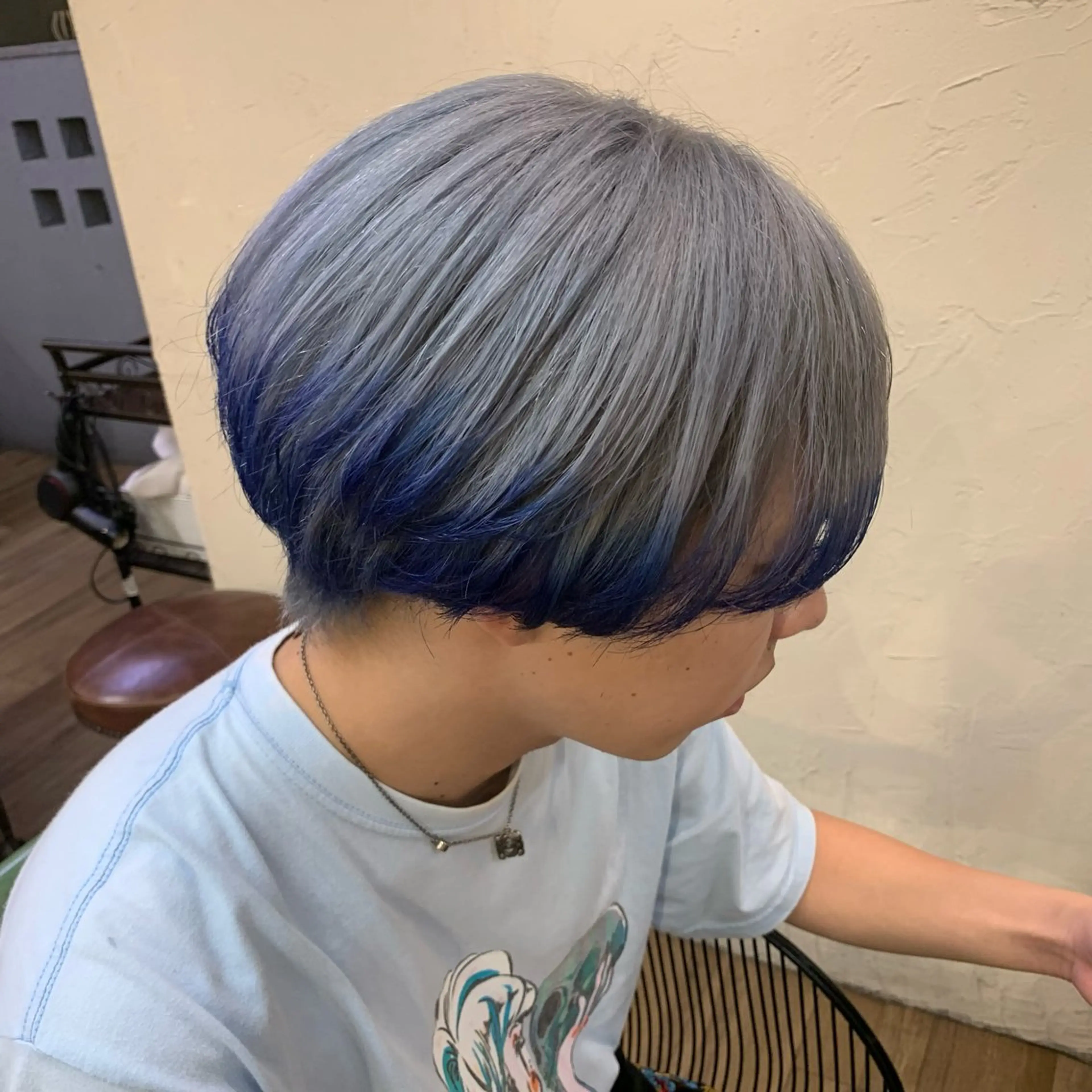 ショート カラー メンズ メンズブリーチ ブリーチ ブルーカラー シルバー ヘアカラー トリートメント veretta .所属・✒️ハイトーン/ メンズ特化　Rikuのヘアスタイル