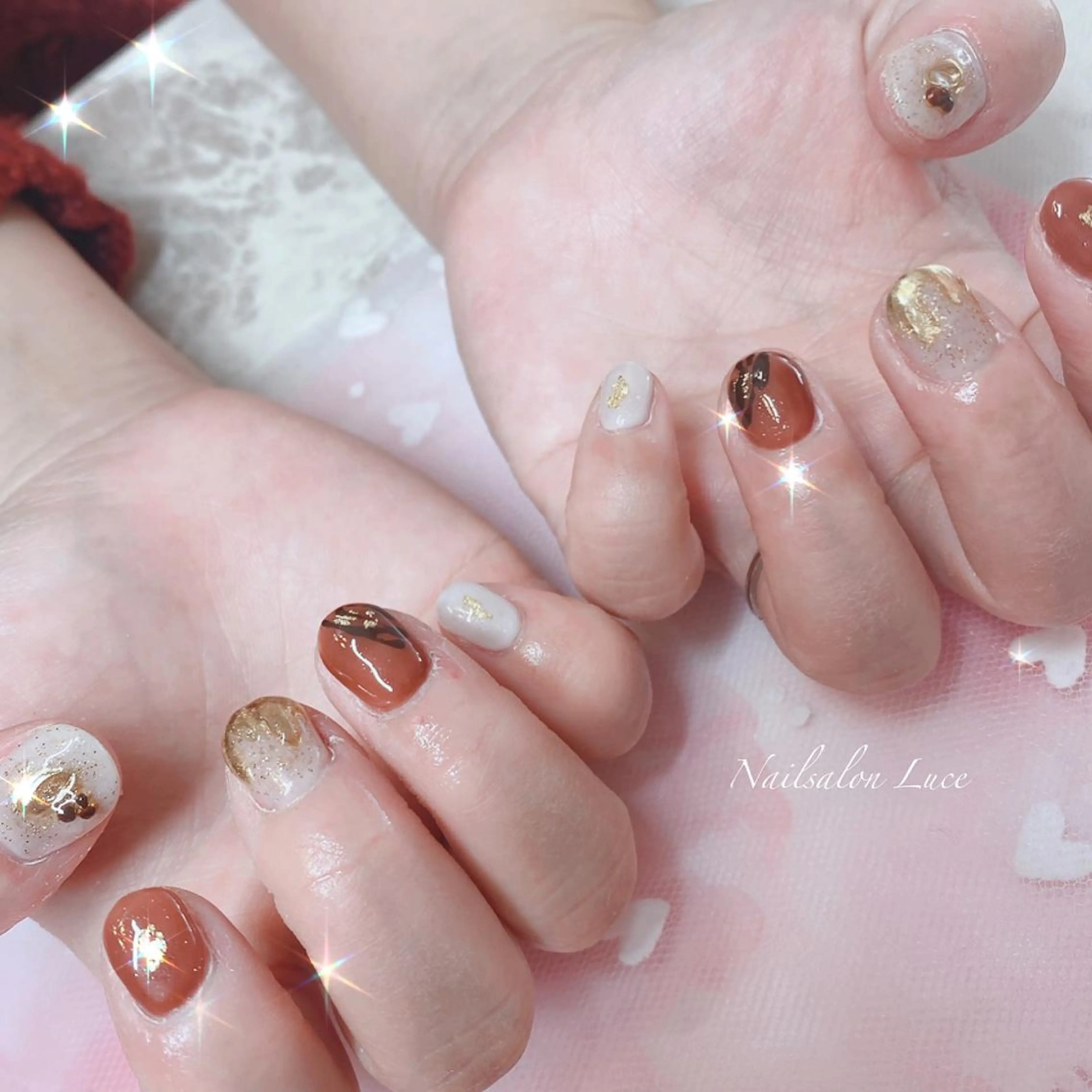 ネイル ジェルネイル ワンカラーネイル バレンタイン ネイル& 脱毛サロン　Lのマツエク・マツパデザイン