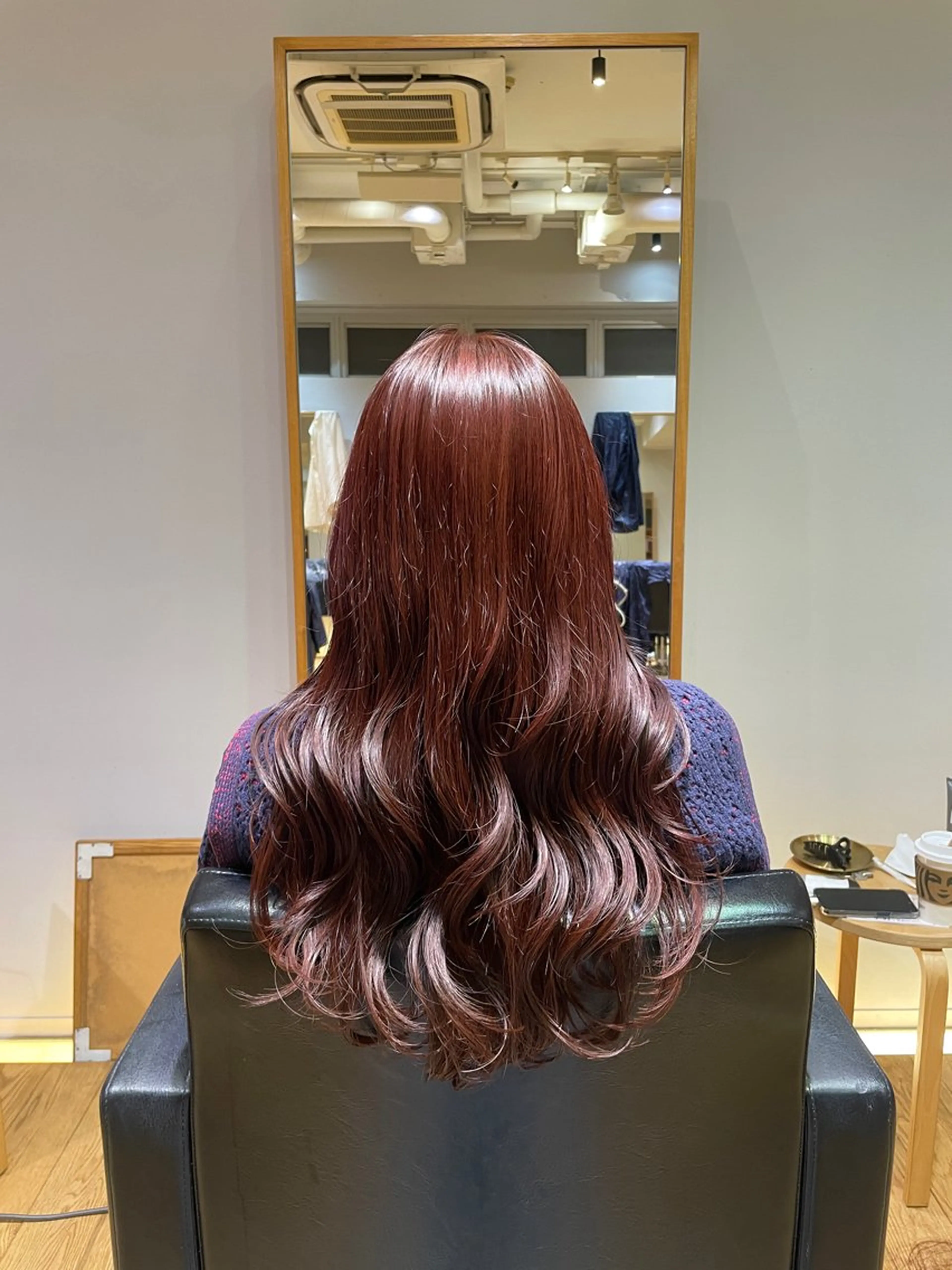 ロング カラー ブリーチ ブリーチなしカラー レッドカラー ヘアカラー 縮毛矯正/レイヤー /ひかるのヘアスタイル