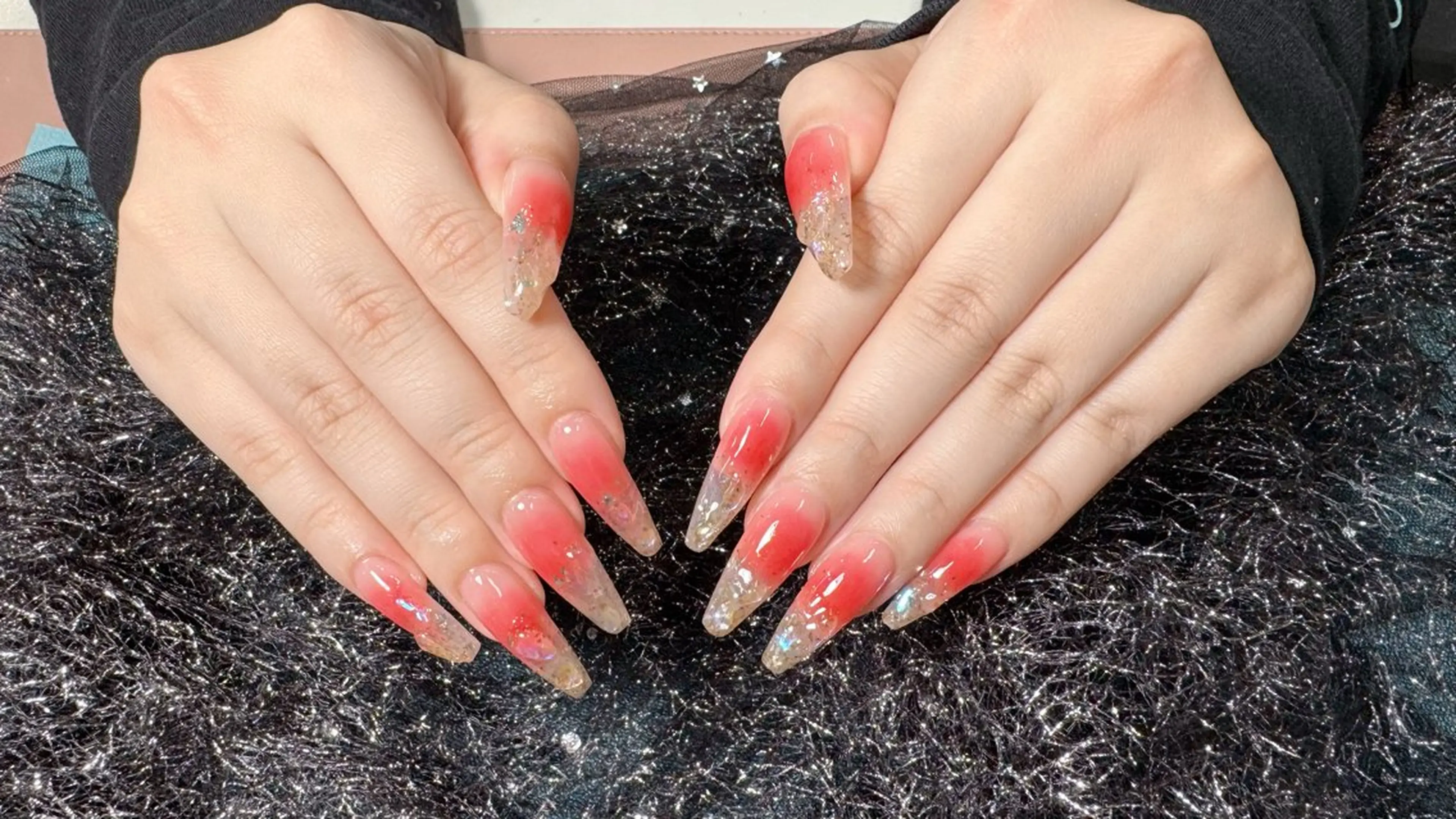 ネイル 成人式 フラッシュネイル フレンチネイル ジェルネイル グラデーション Lya Nail Rinのネイルデザイン