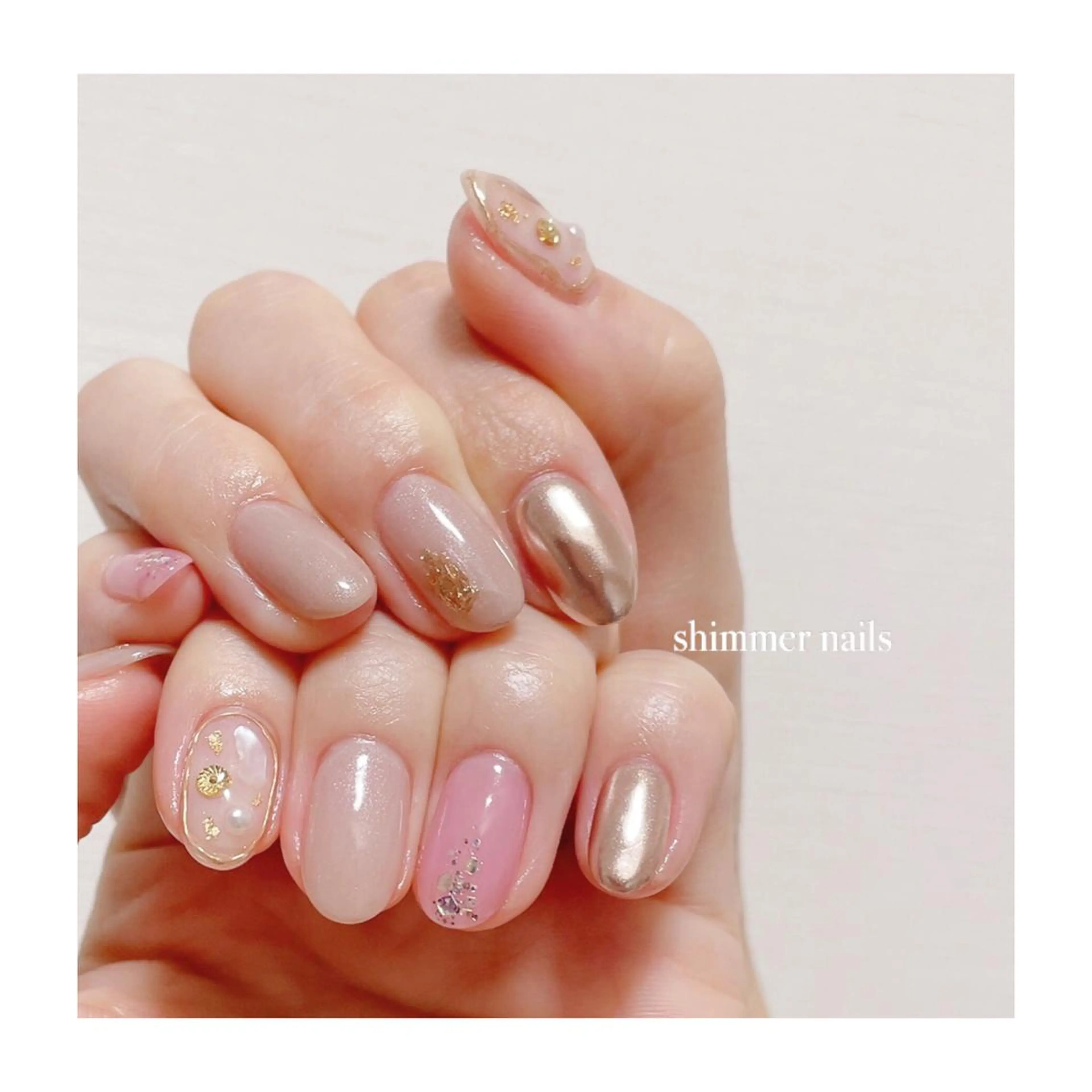 ネイル ピンク shimmer nailsのネイルデザイン