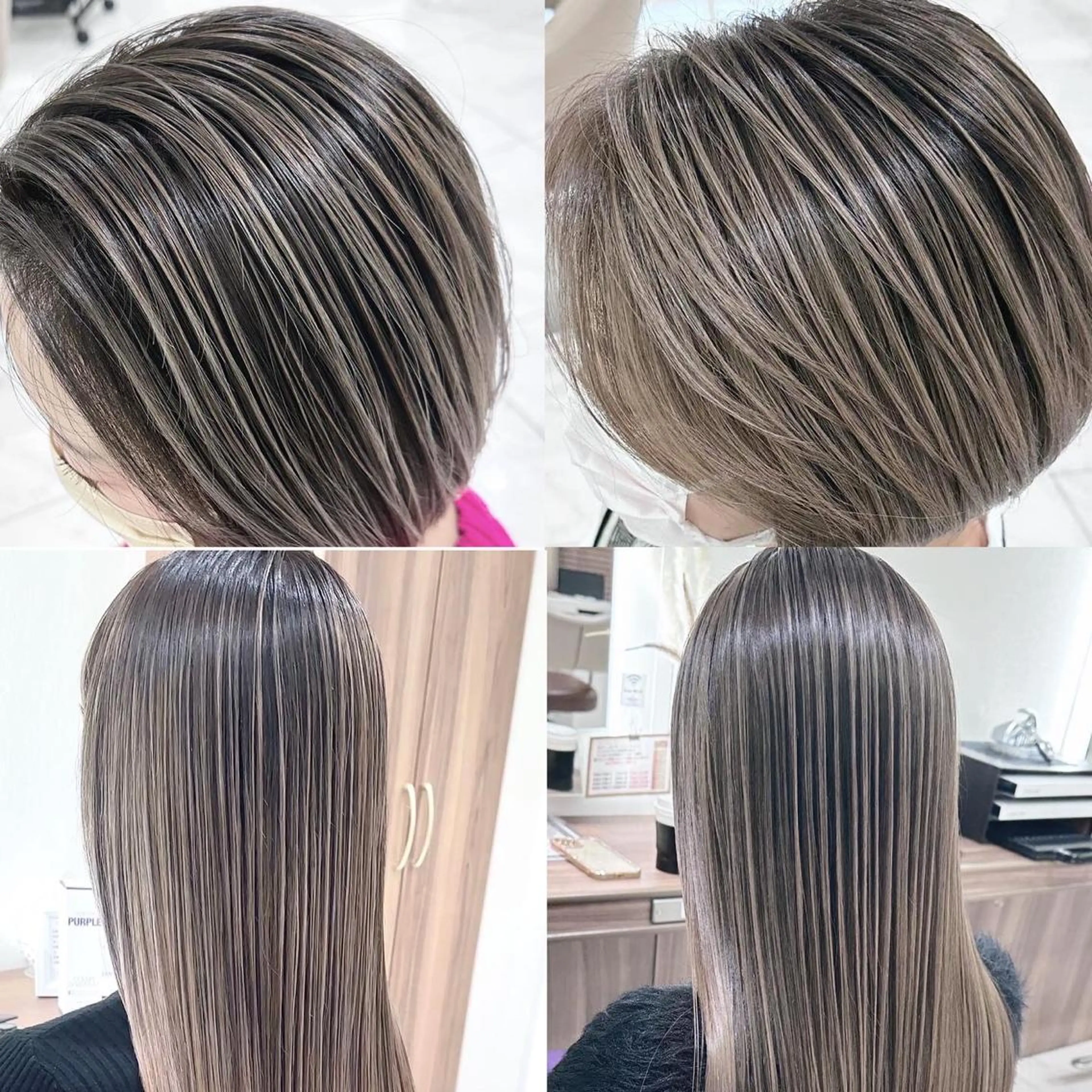 セミロング カラー バレイヤージュ ハイライトカラー ハイライト レイヤーカット カット ヘアカラー トリートメント 山崎俊輔/髪質改善 /バレイヤージュのヘアスタイル