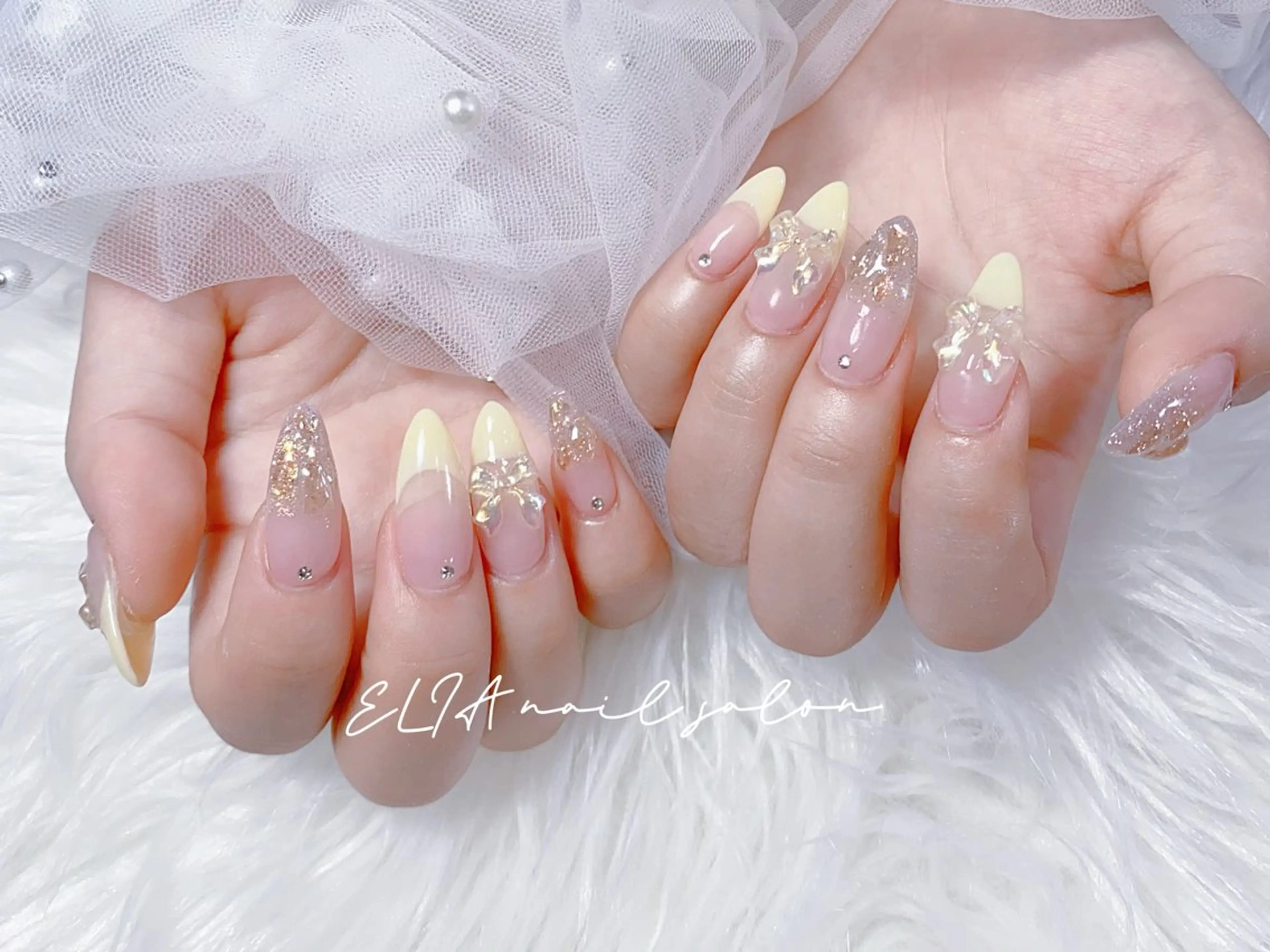 ネイル チークネイル 長さ出し グラデーション ラメ(グリッター) ラメグラデーション cici nailのネイルデザイン