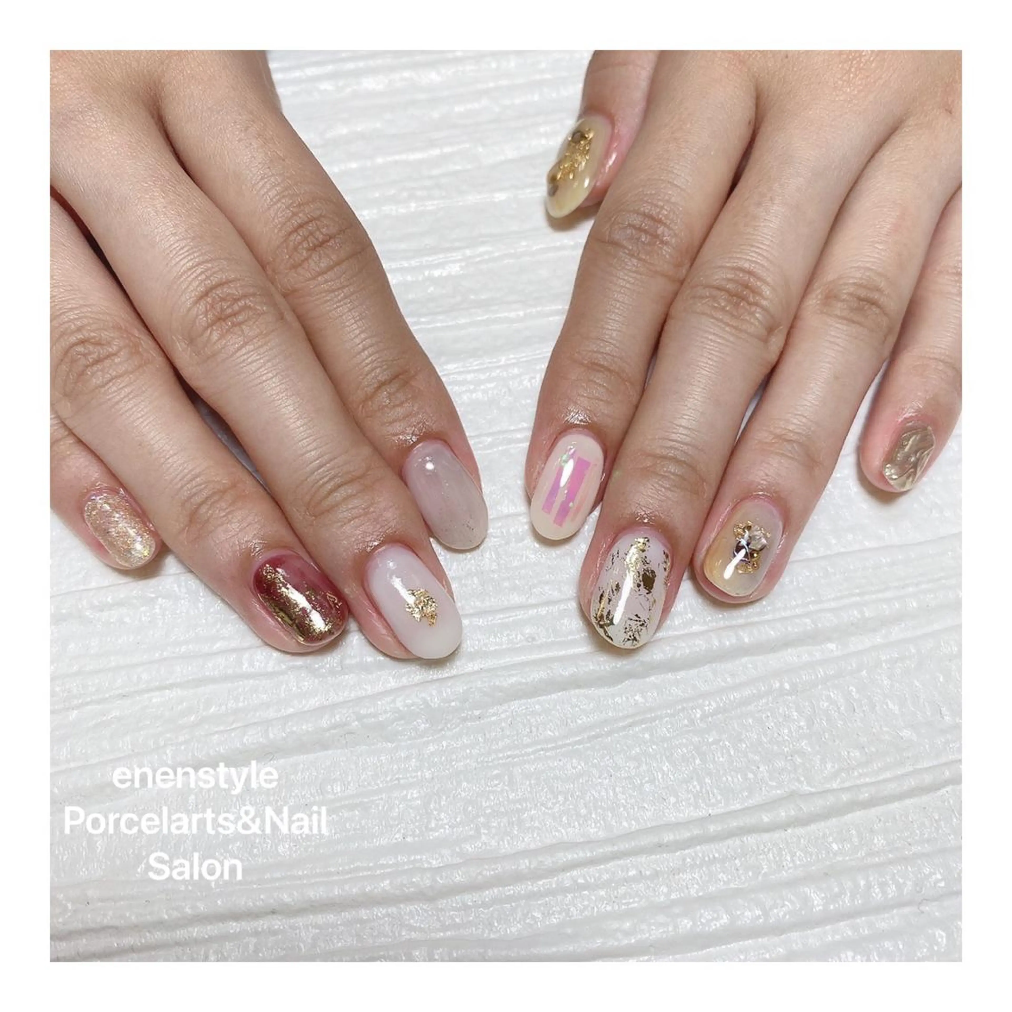 ミディアム ネイル ハンドネイル 👑enen style👑のネイルデザイン