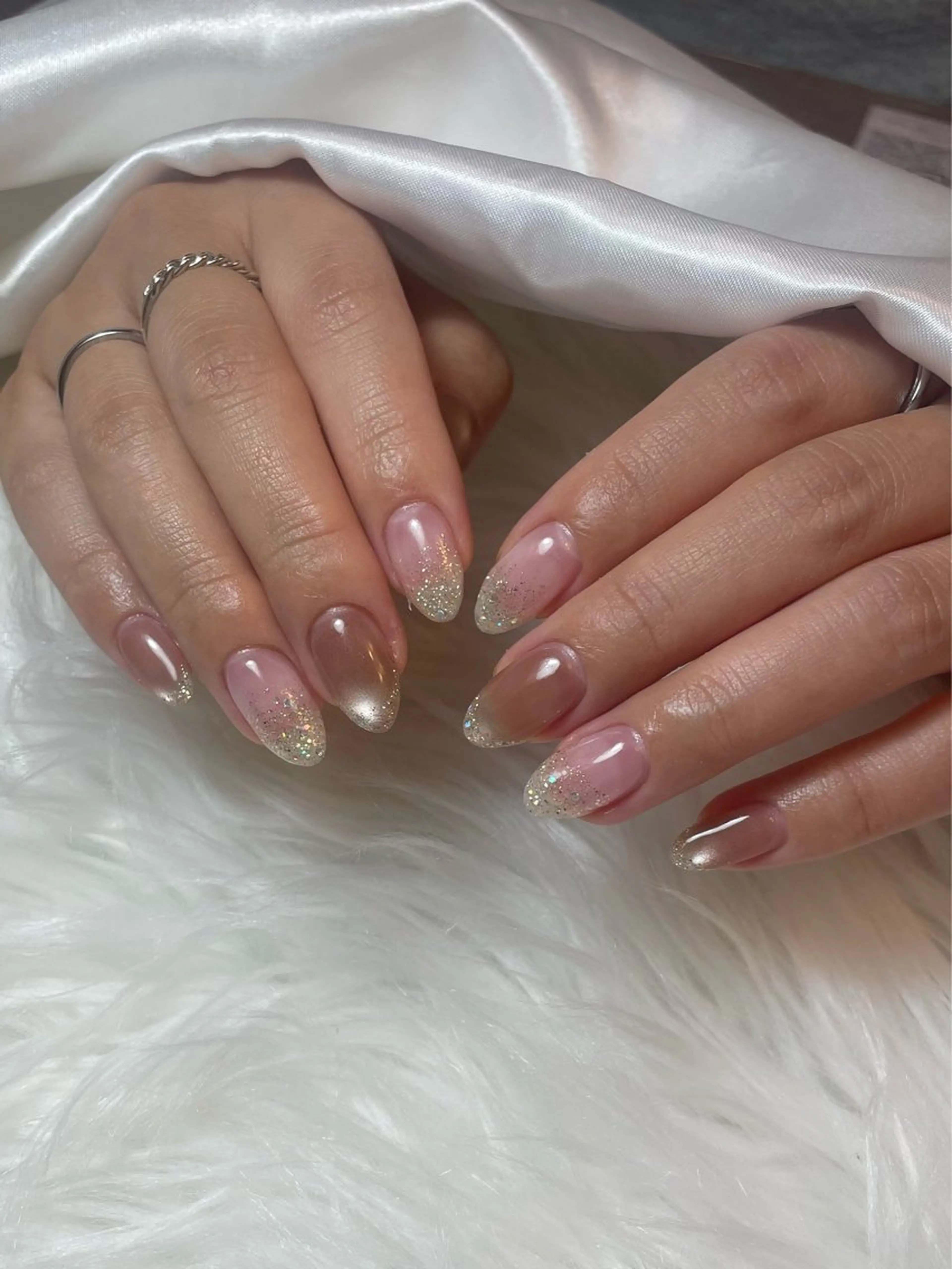 ネイル ブルー フレンチネイル キラキラネイル 韓国ネイル マグネットネイル ハンドネイル timtam --sakiのネイルデザイン