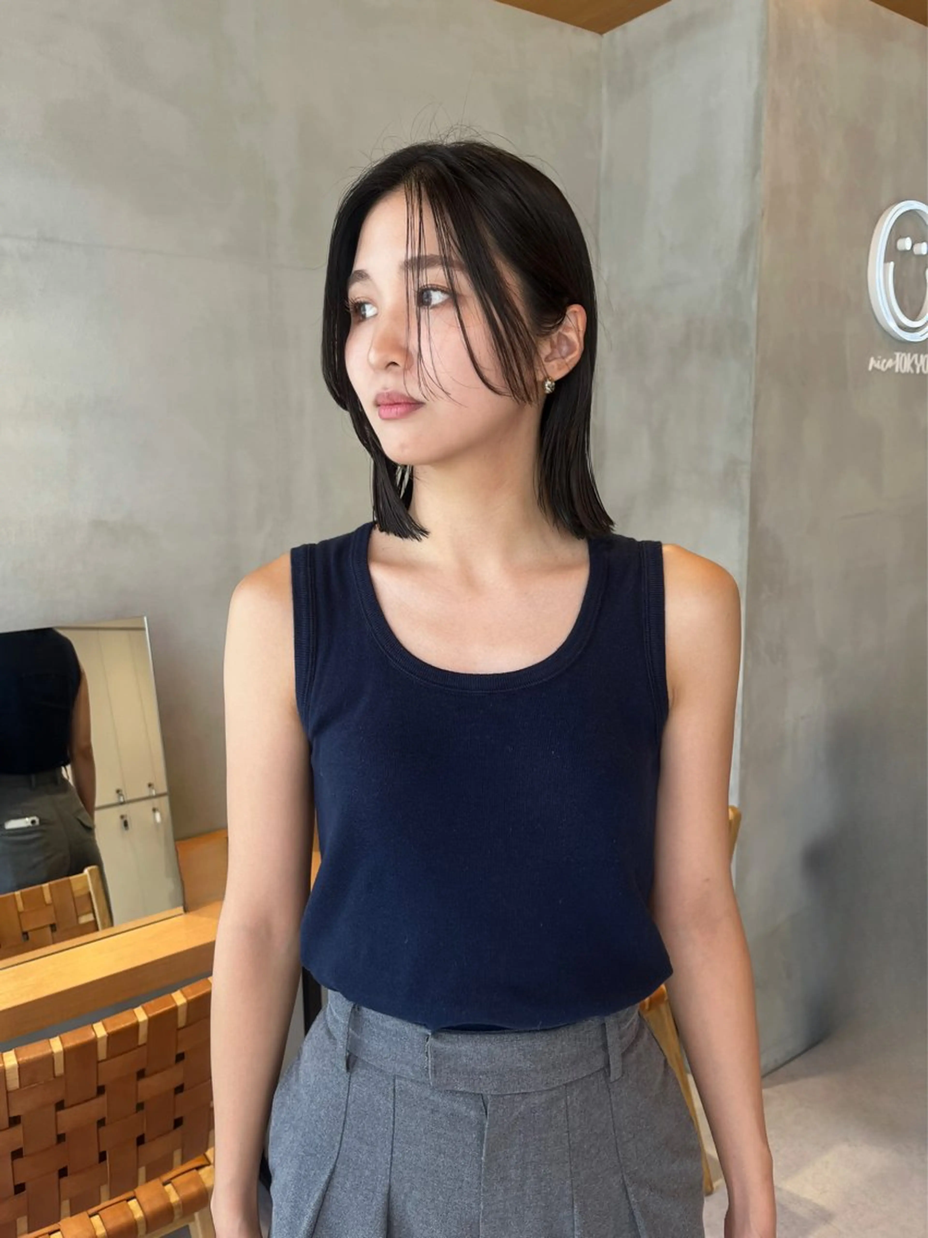 ミディアム カラー カット ヘアカラー トリートメント ボブ&透明感カラー ♡TOMOEのヘアスタイル