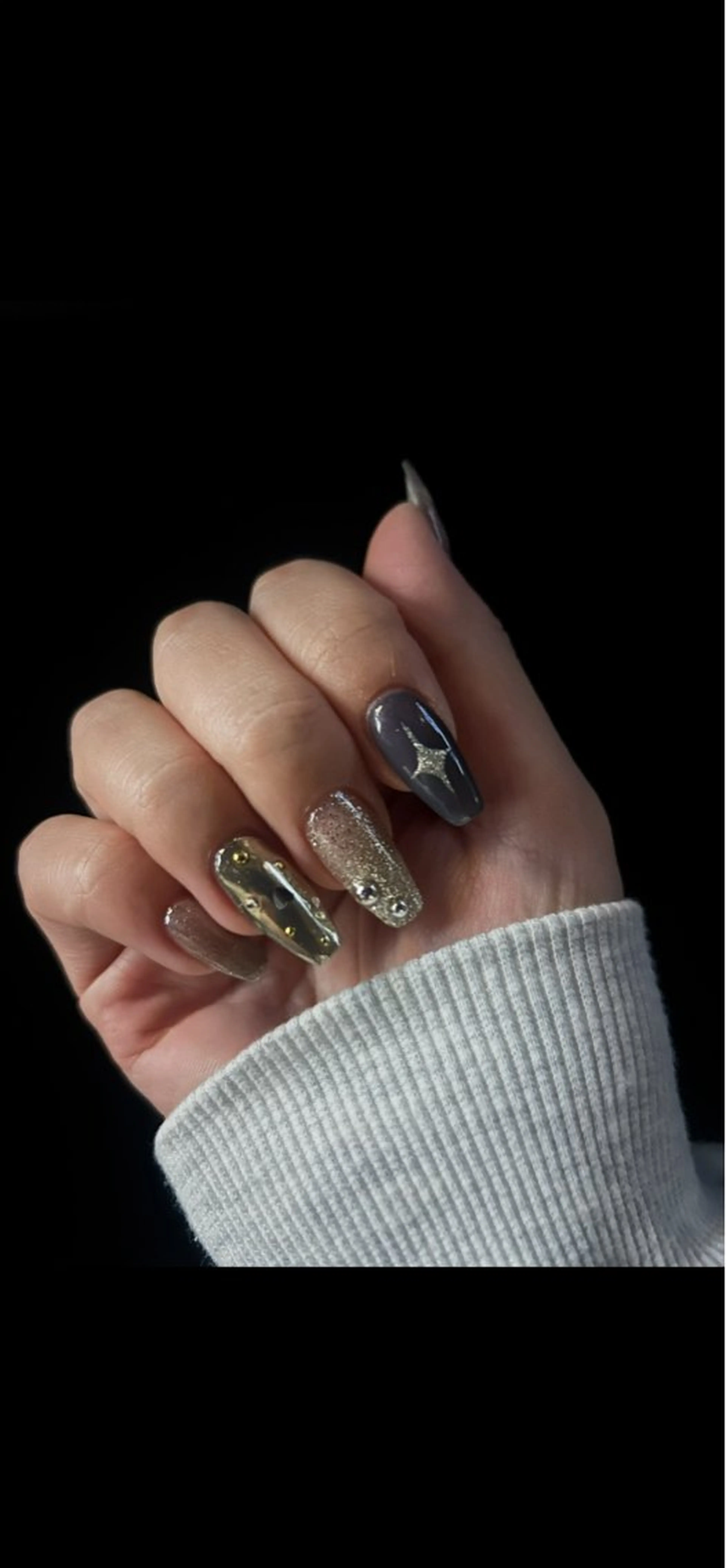 ハンドネイル(デザイン)パーツ無しオフありの写真