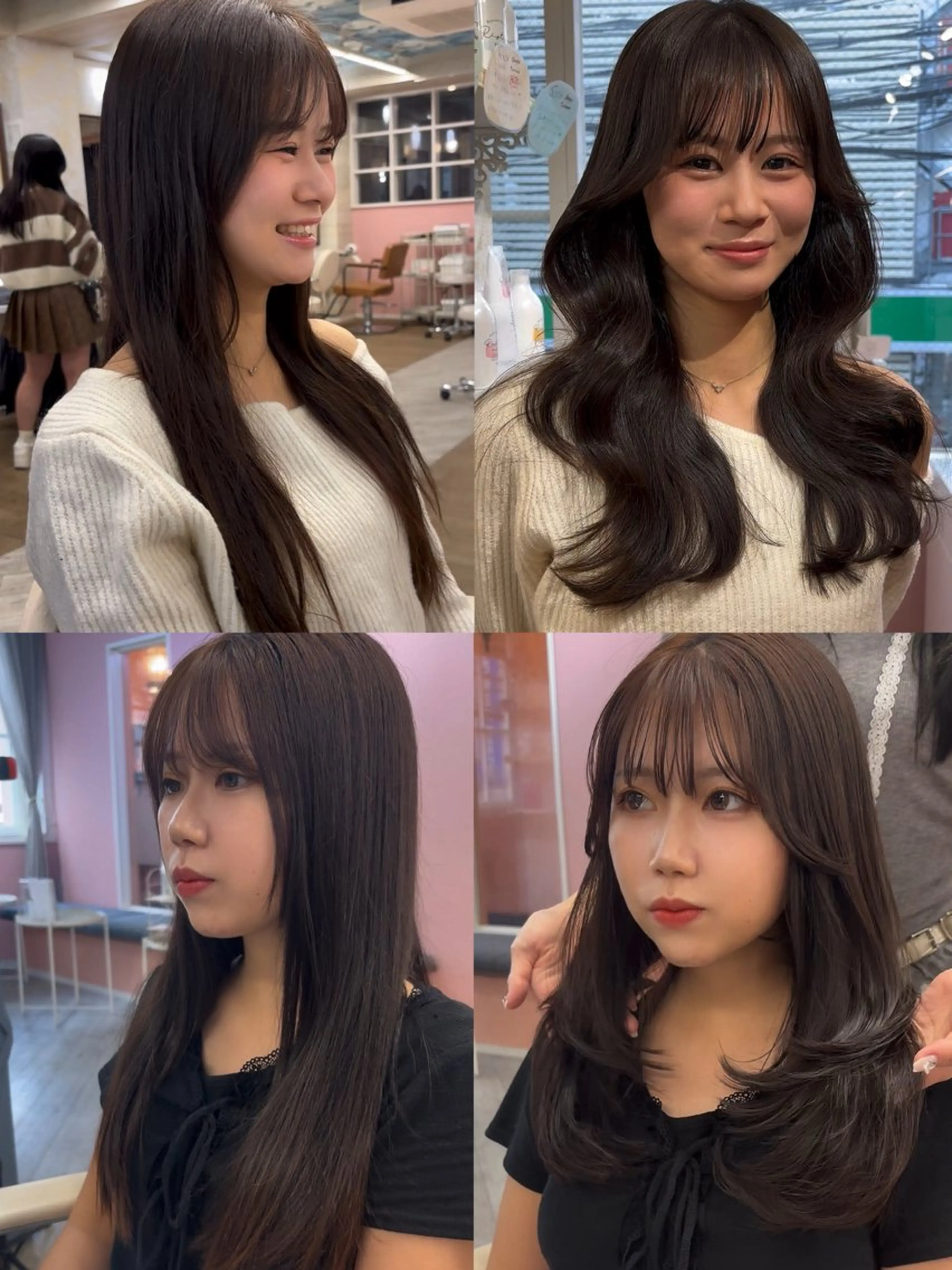 ロング カラー レイヤーカット カット ヘアカラー 縮毛矯正 トリートメント 韓国ヘア×髪質改善 縮毛矯正のヘアスタイル