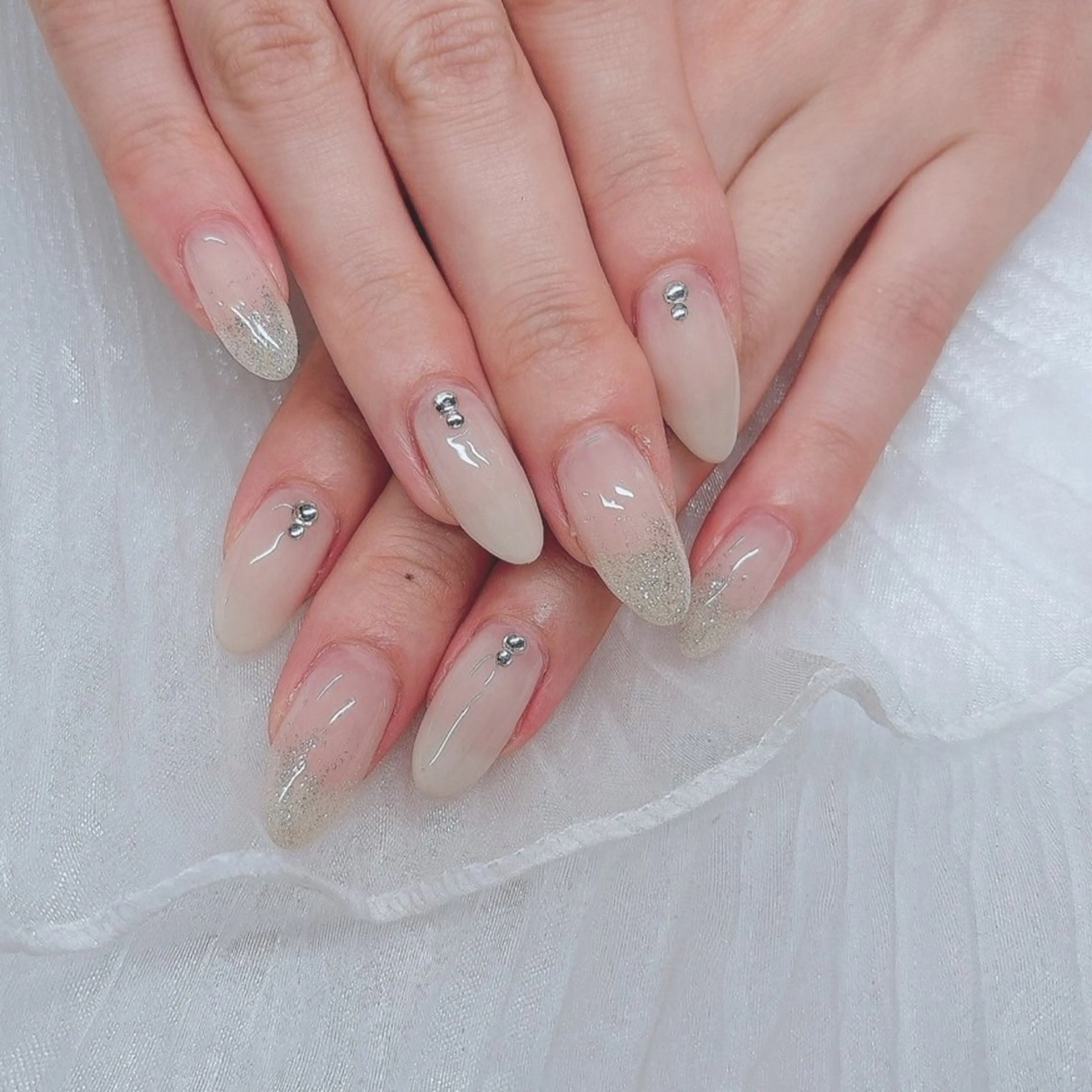 フルチップ長さ出し10本ワンカラーラメグラカラーグラデフレンチオフ別途1100円の写真