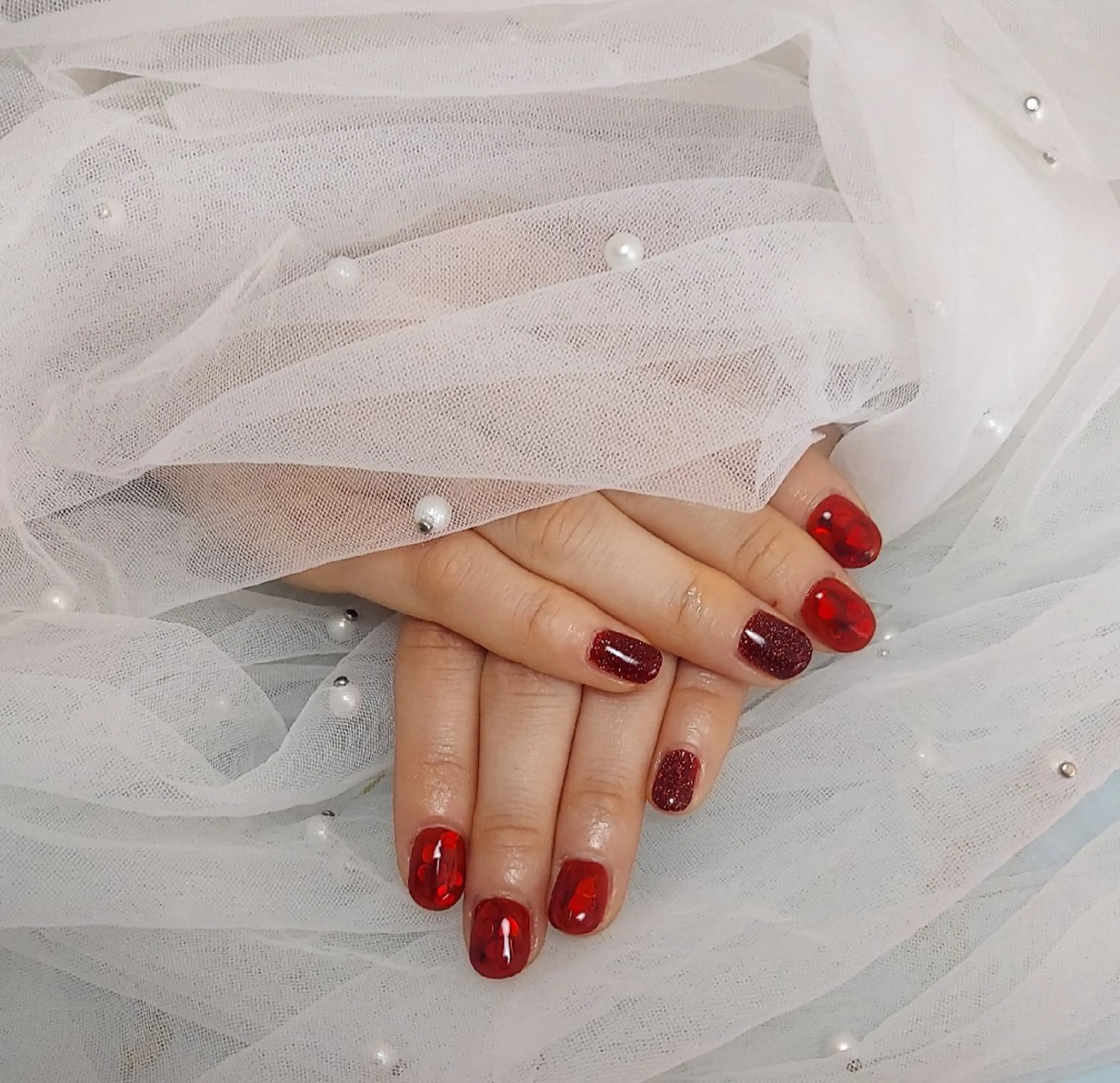 ネイル ハート ハンドネイル とりごえ さおりのネイルデザイン