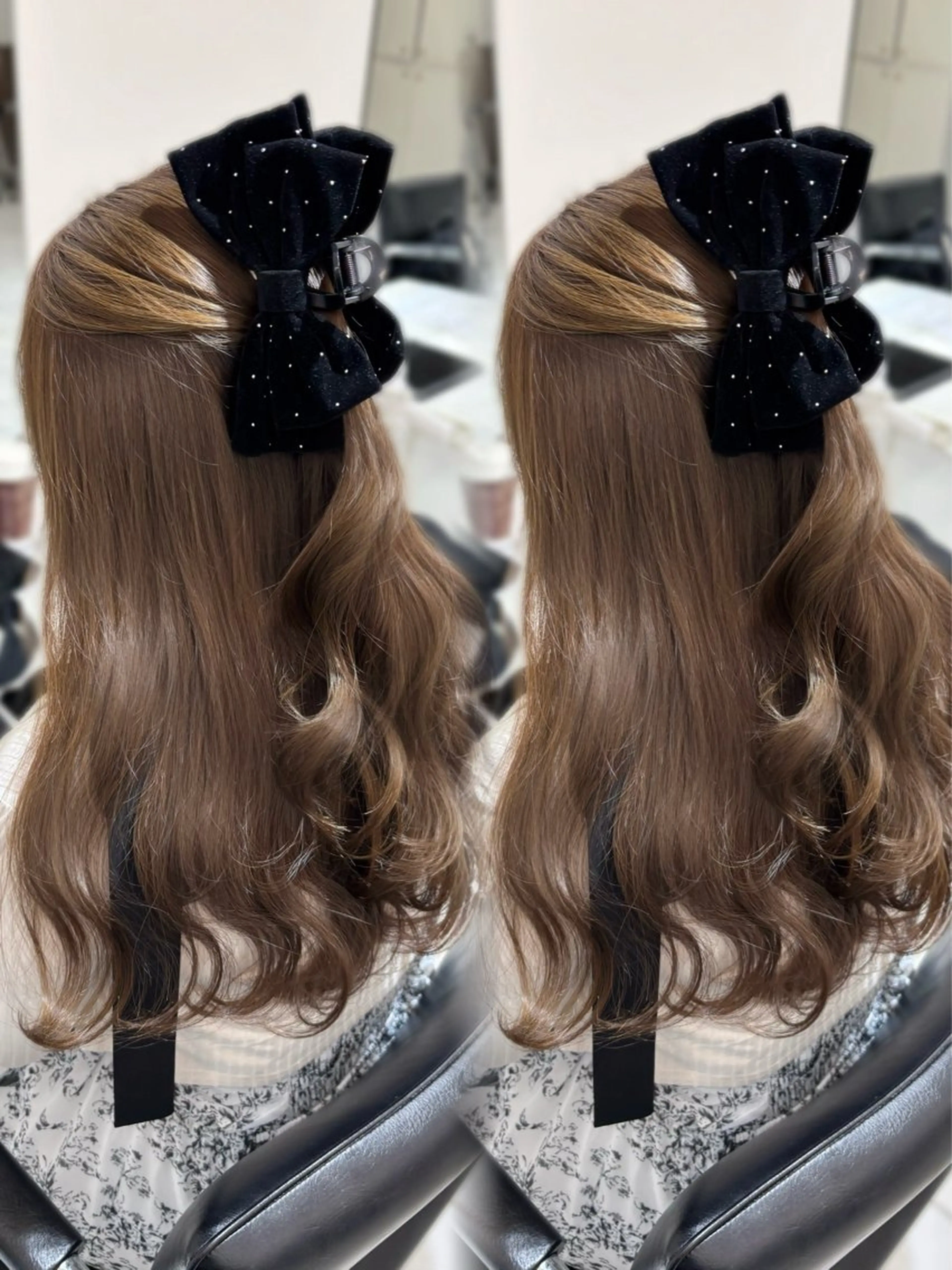 セミロング カラー ヘアアレンジ ハーフアップ ベージュカラー ブリーチ ブリーチなしカラー オリーブベージュ ヘアカラー ヘアセット 盛れる顔周り🤍渋谷 Risa🎀のヘアスタイル