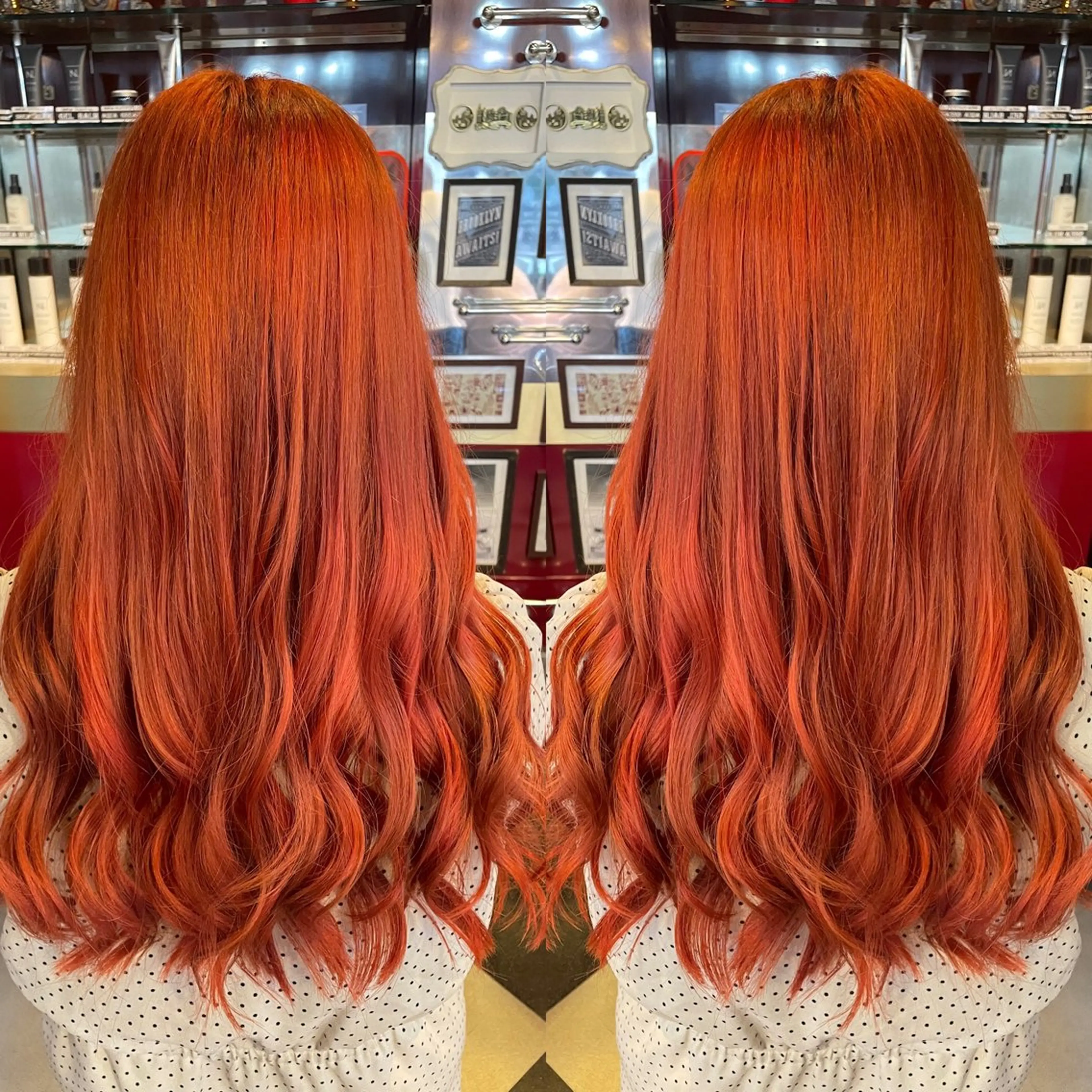 ロング カラー ダブルカラー オレンジ 👑派手髪/カット 👑ANRYのヘアスタイル