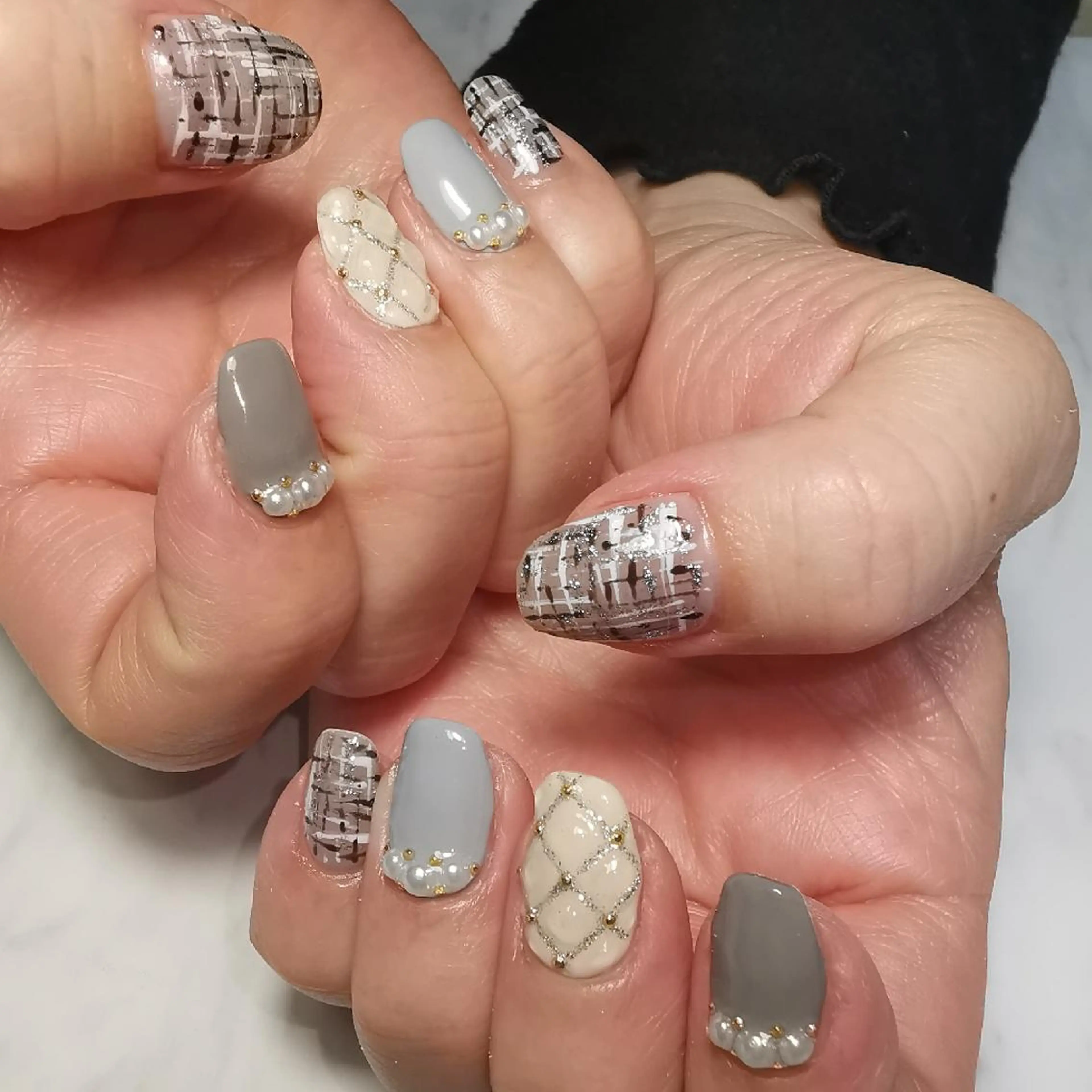 ネイル ツイードネイル ハンドネイル reve あやののネイルデザイン