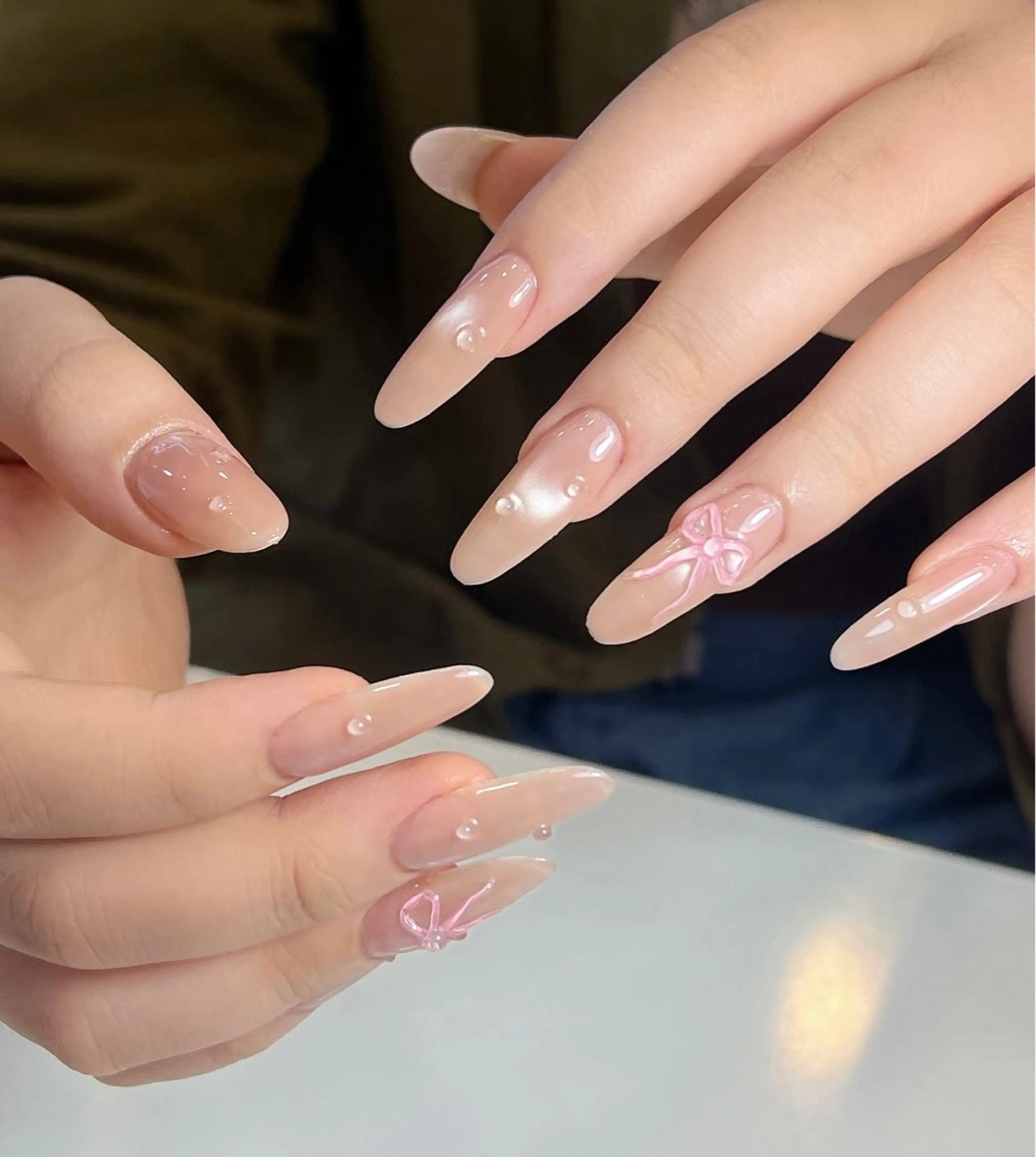 ネイル アートネイル ガーリー 韓国ネイル 持ち込み ニュアンスネイル Rin Nail 新大久保店のネイルデザイン