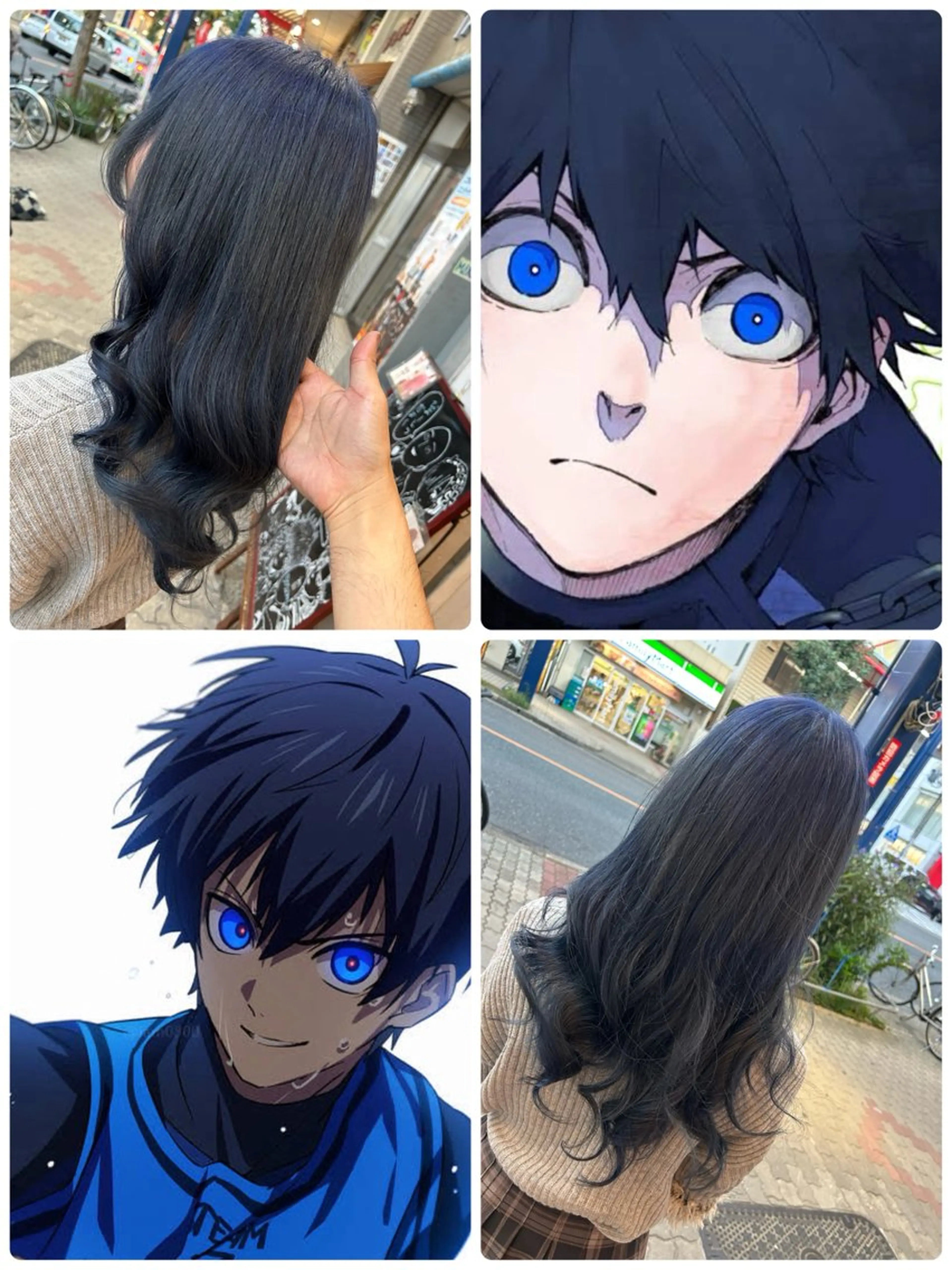 ロング カラー ヘアアレンジ 黒髪 ブルーカラー ブルーブラック 今村公介 ブリーチ特化、派手髪のヘアスタイル