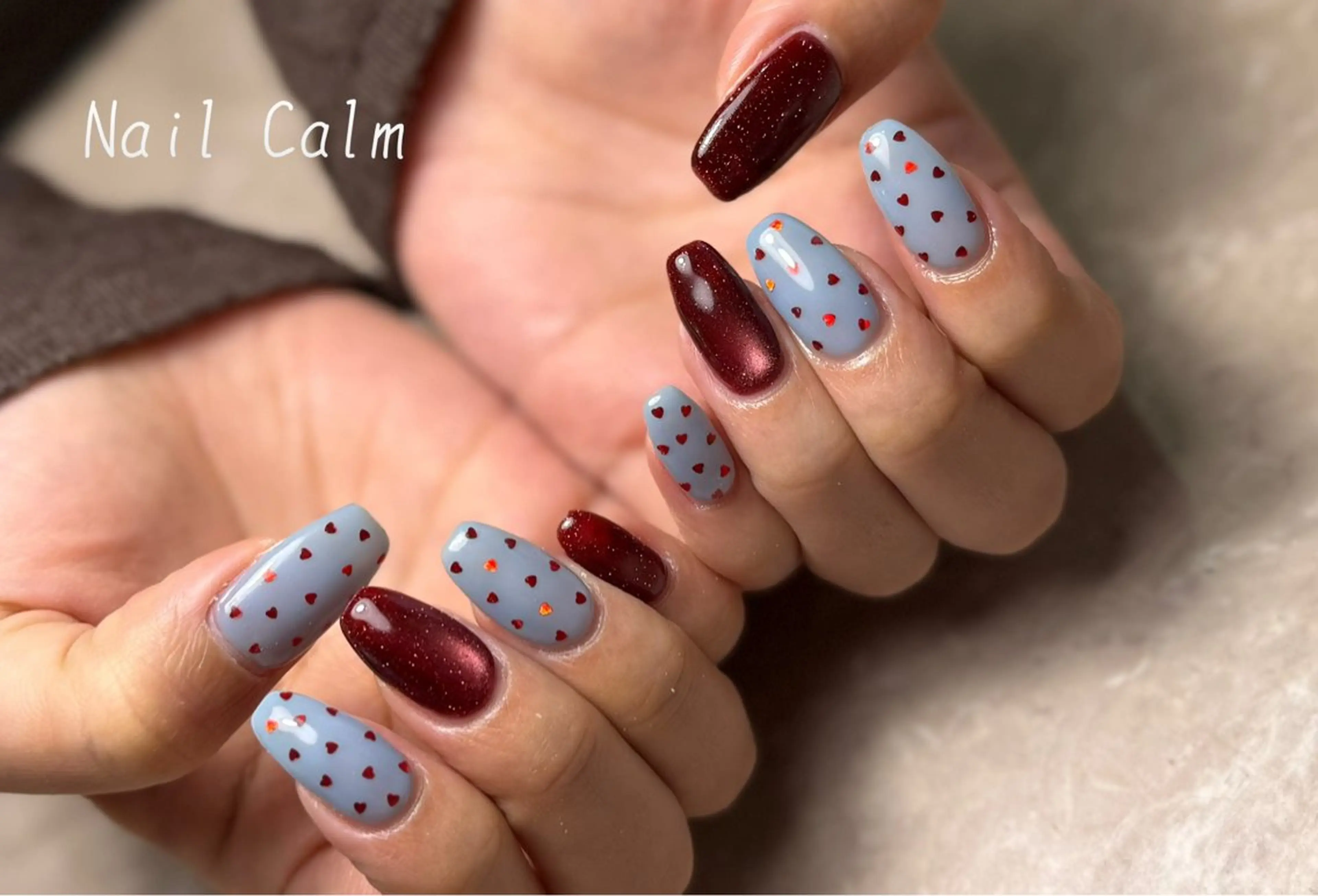 ネイル フラッシュネイル ハート ハンドネイル Nail Calm所属・プライベートサロン Calmのネイルデザイン
