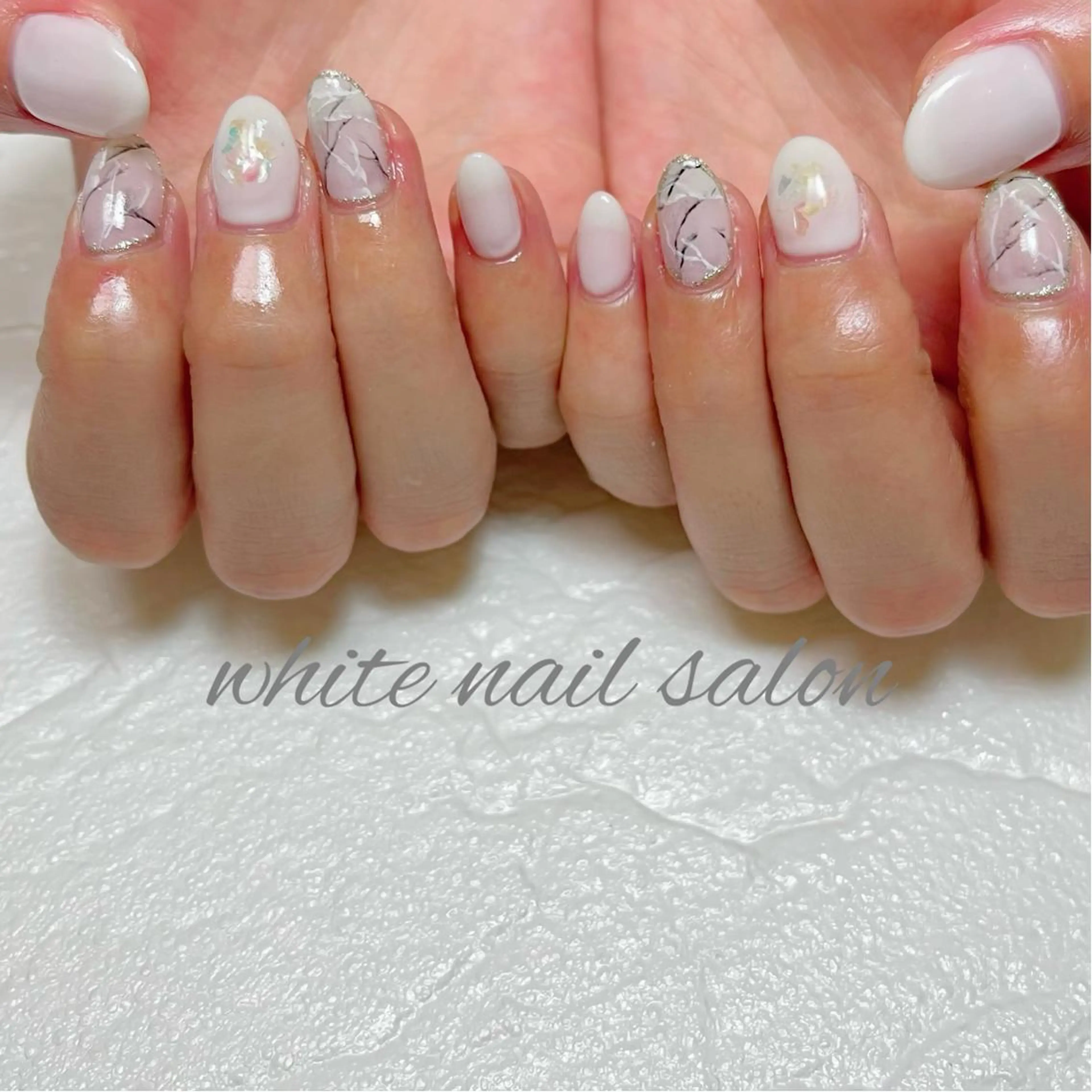 ネイル フットネイル ジェルネイル ハードジェル ラメ(グリッター) 持ち込み ハンドネイル white nail salonのネイルデザイン